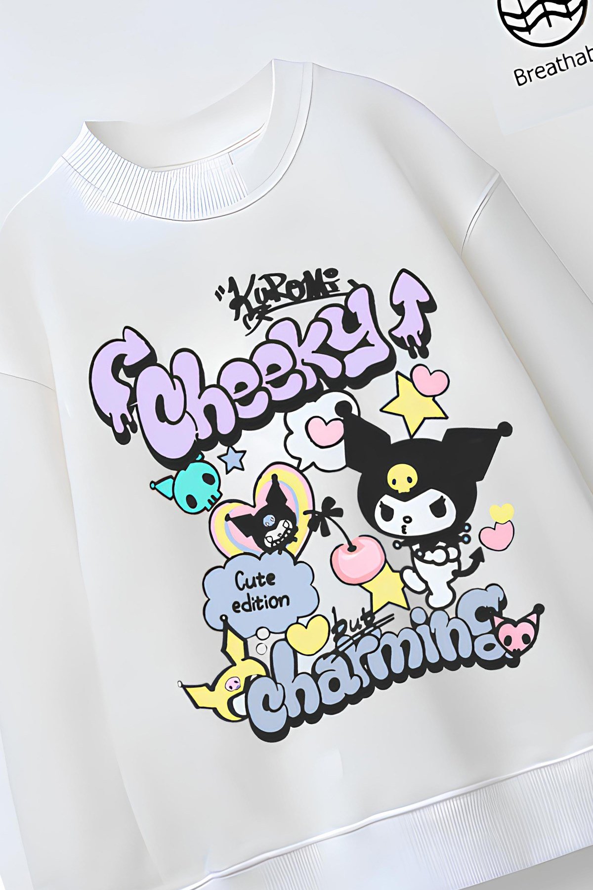Tam Kalıp Oversize Kız Çocuk Pamuğa Pamuk 3 İplik Kumaş Karakter Tasarım Sweatshirt