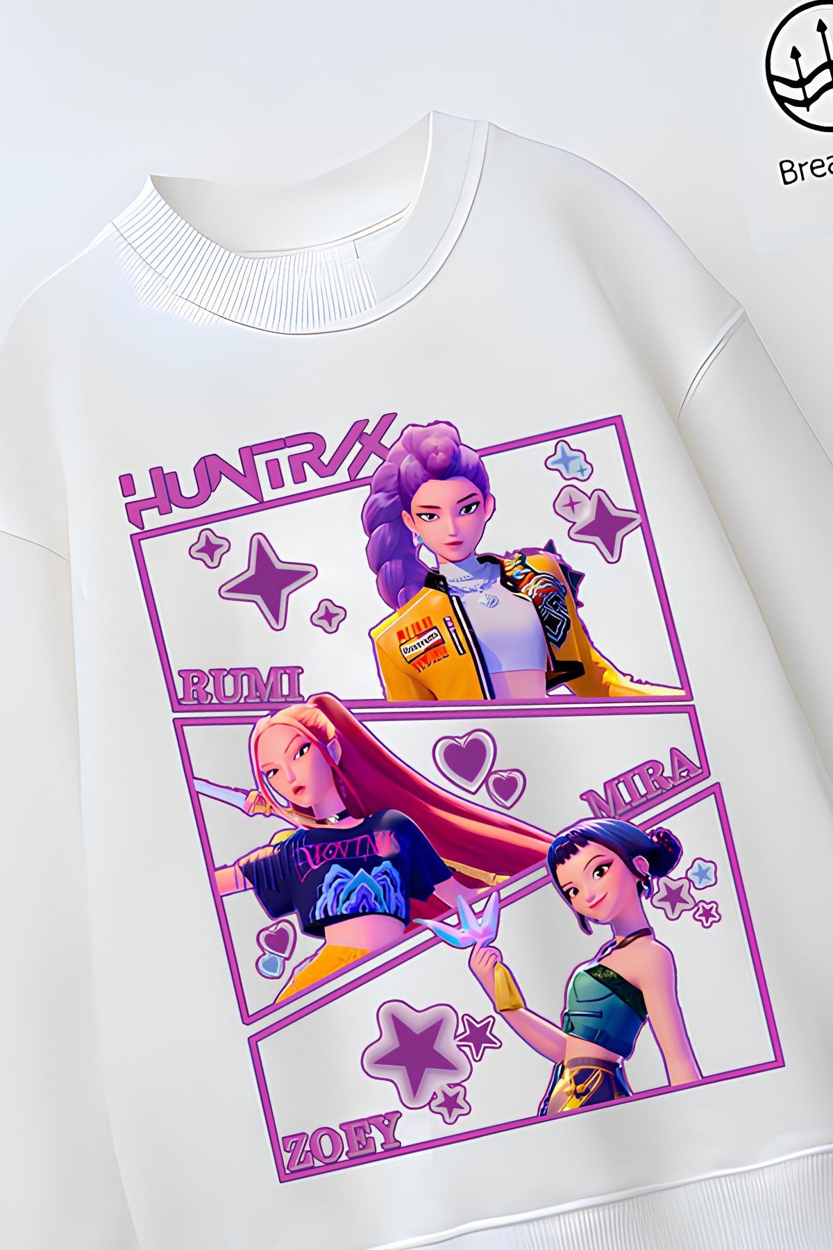 Tam Kalıp Oversize Kız Çocuk Pamuğa Pamuk 3 İplik Kumaş Pop Tasarım Sweatshirt