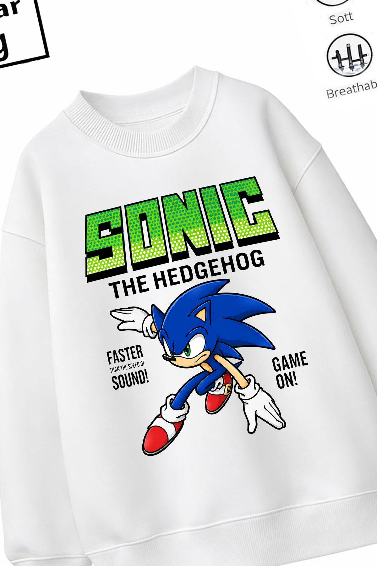 Trend Çocuk Erkek Model Tam Kalıp Oversize Sonic Tasarım 2 İplik Pamuğa Pamuk Kumaş Sweatshirt 39