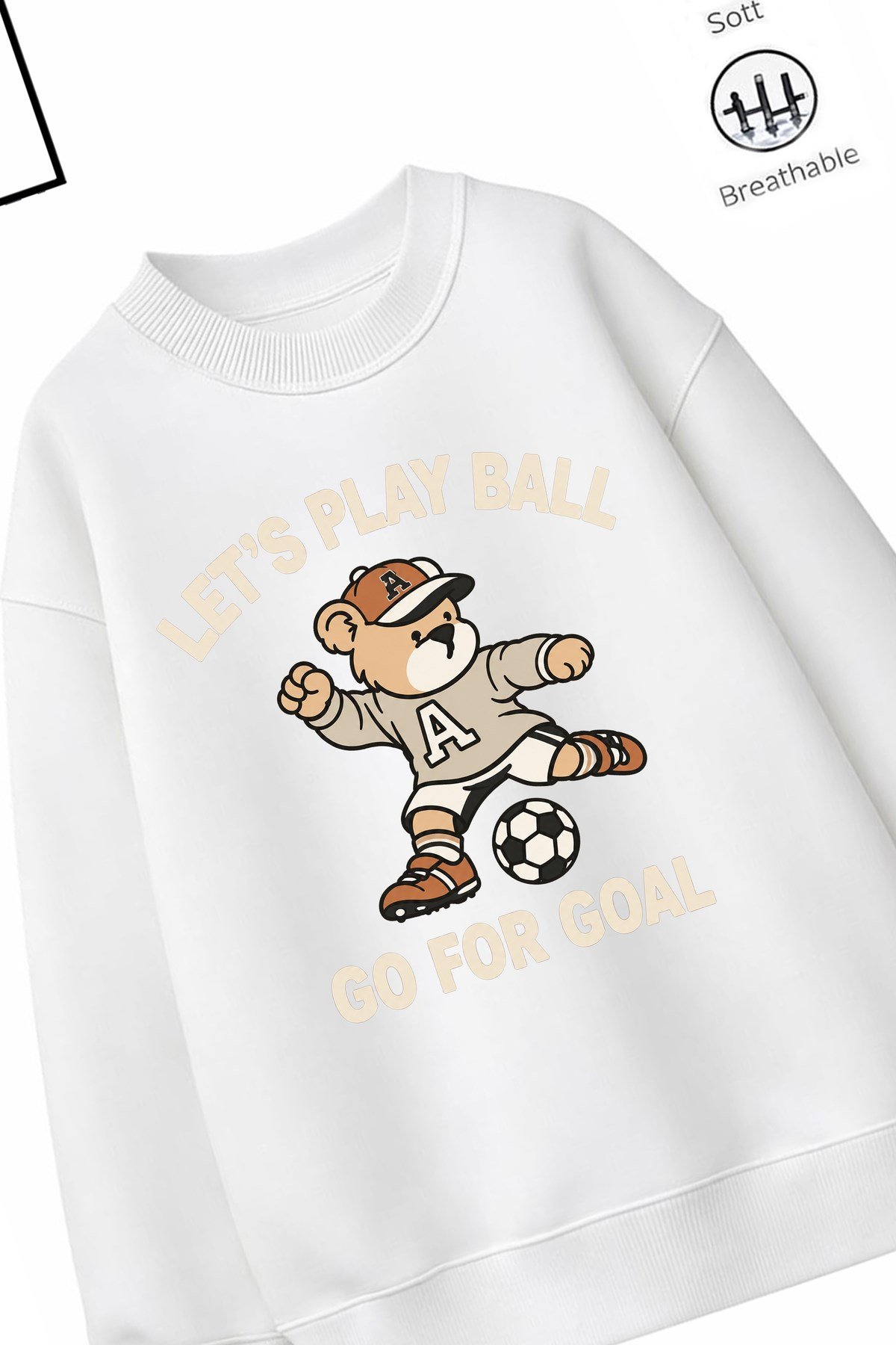 Trend Çocuk Erkek Model Tam Kalıp Oversize futbol Tasarım 2 İplik Pamuğa Pamuk Kumaş Sweatshirt 32
