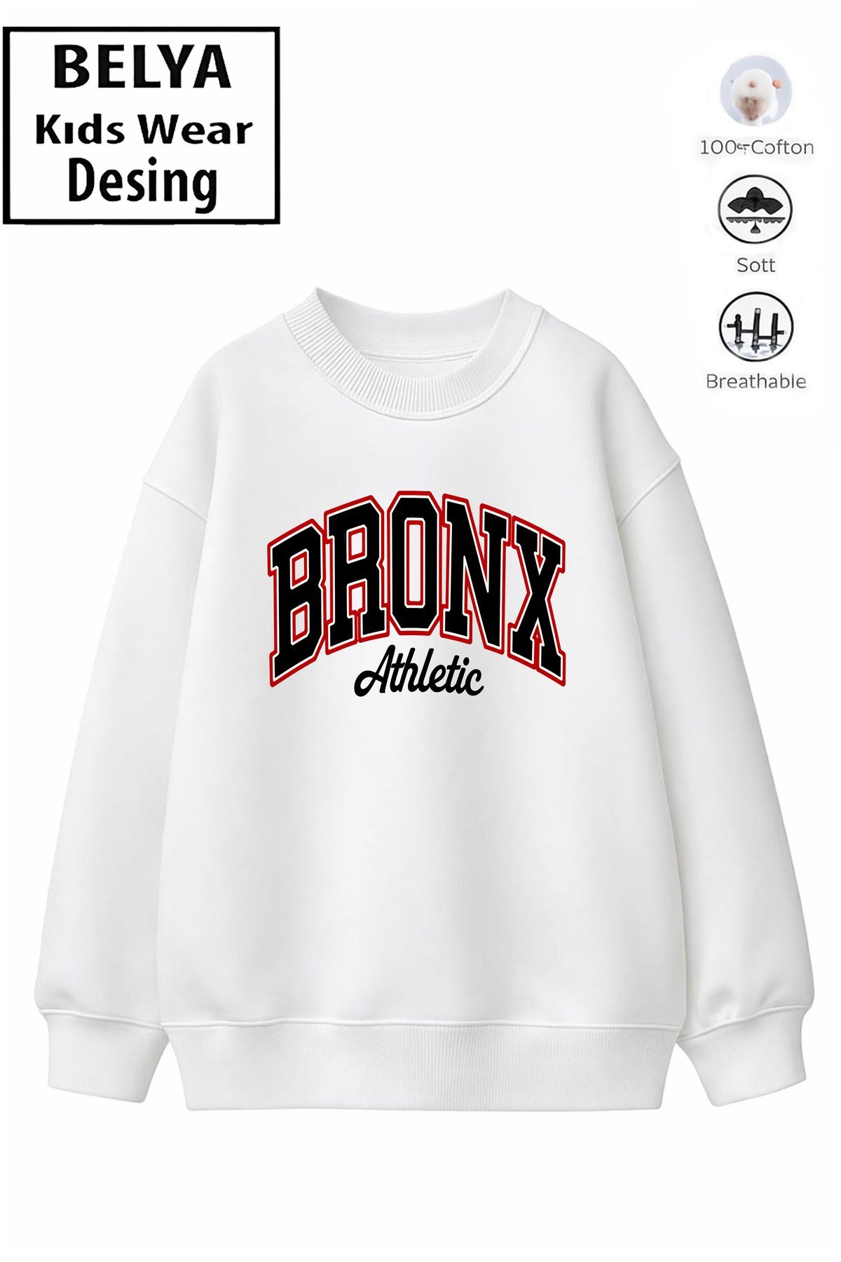 Trend Çocuk Erkek Model Tam Kalıp Oversize Bronx 2 İplik Pamuğa Pamuk Kumaş Sweatshirt 23