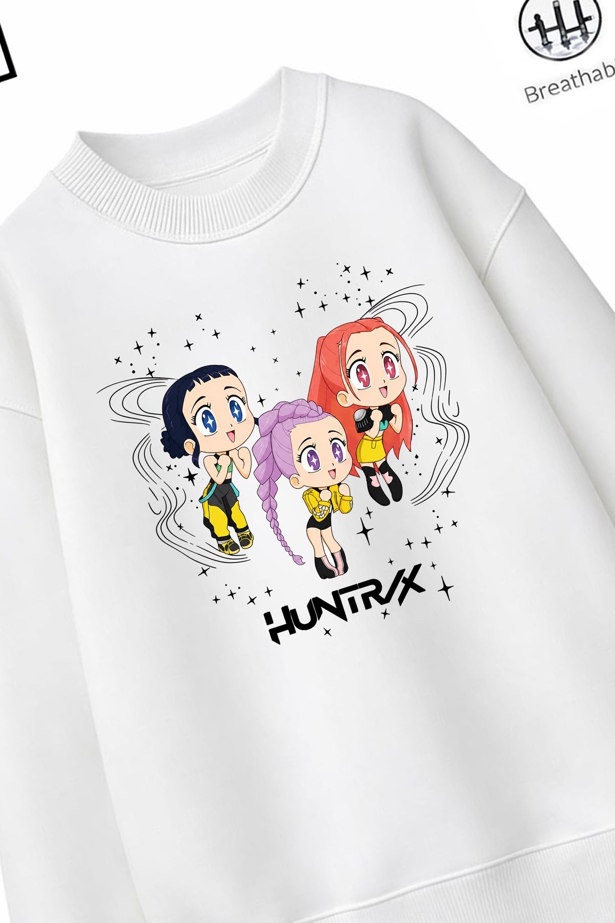 Trend Çocuk Kız Model Tam Kalıp Oversize Karikatür Hun Tasarım 2 İplik Pamuğa Pamuk Kumaş Sweatshirt 12