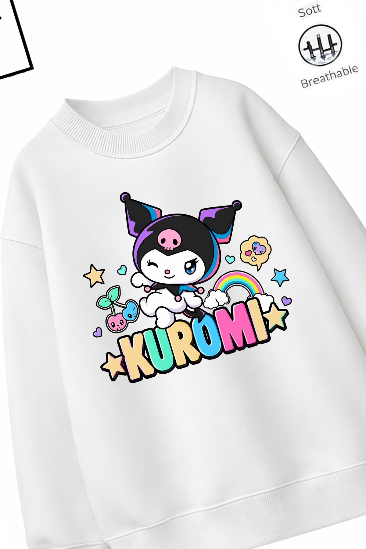 Trend Çocuk Kız Model Tam Kalıp Oversize Renkli Kuro 2 İplik Pamuğa Pamuk Kumaş Sweatshirt 20