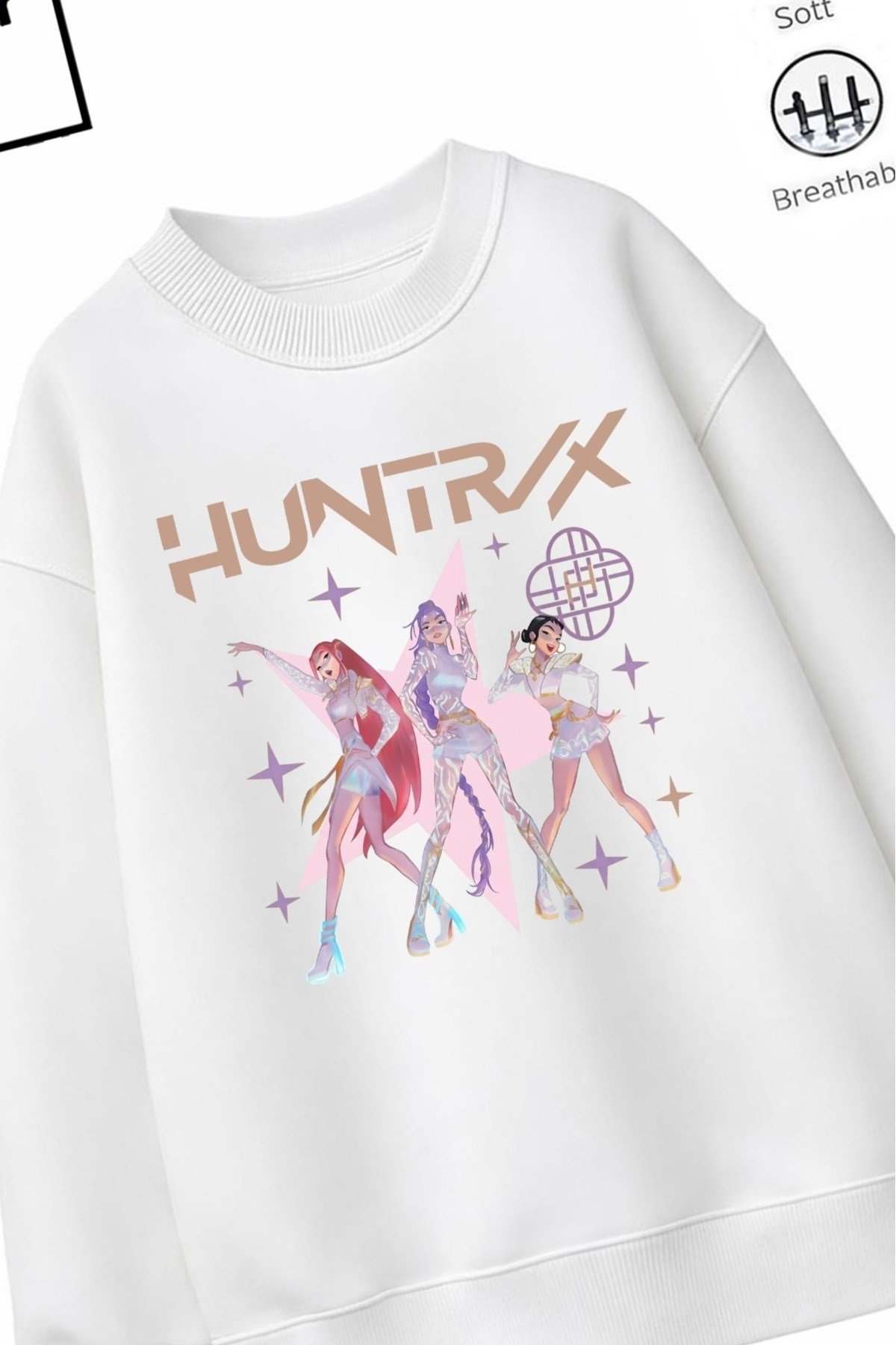 Trend Çocuk Kız Model Tam Kalıp Oversize Hun Tasarım 2 İplik Pamuğa Pamuk Kumaş Sweatshirt 2