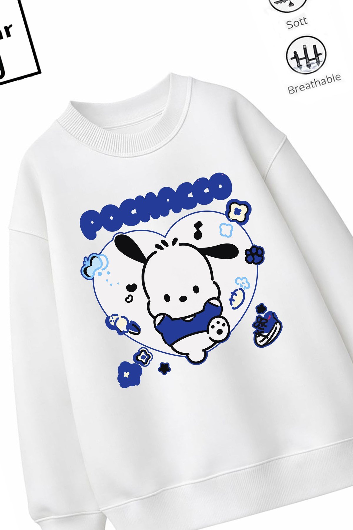 Trend Çocuk Kız Model Tam Kalıp Oversize Kalp Pochac 2 İplik Pamuğa Pamuk Kumaş Sweatshirt 19