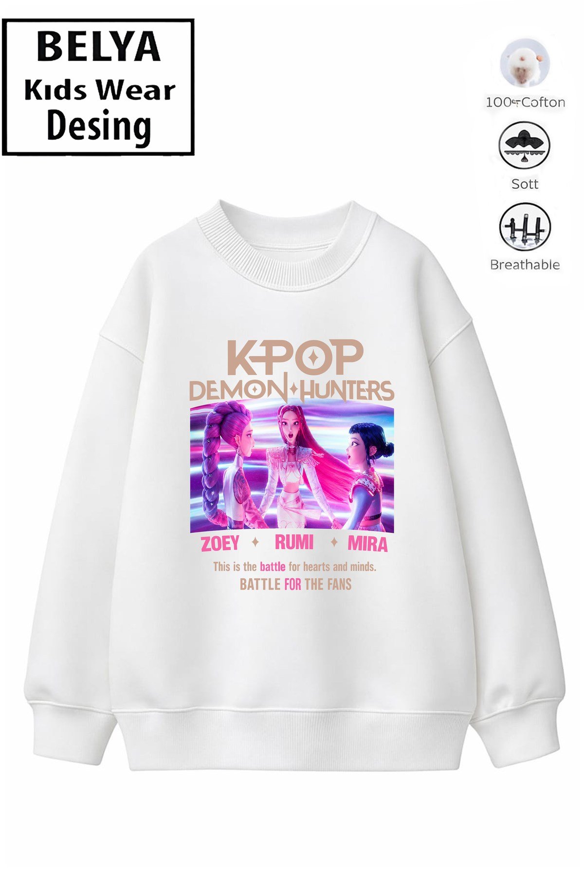 Trend Çocuk Kız Model Tam Kalıp Oversize HUn Tasarım 2 İplik Pamuğa Pamuk Kumaş Sweatshirt 46