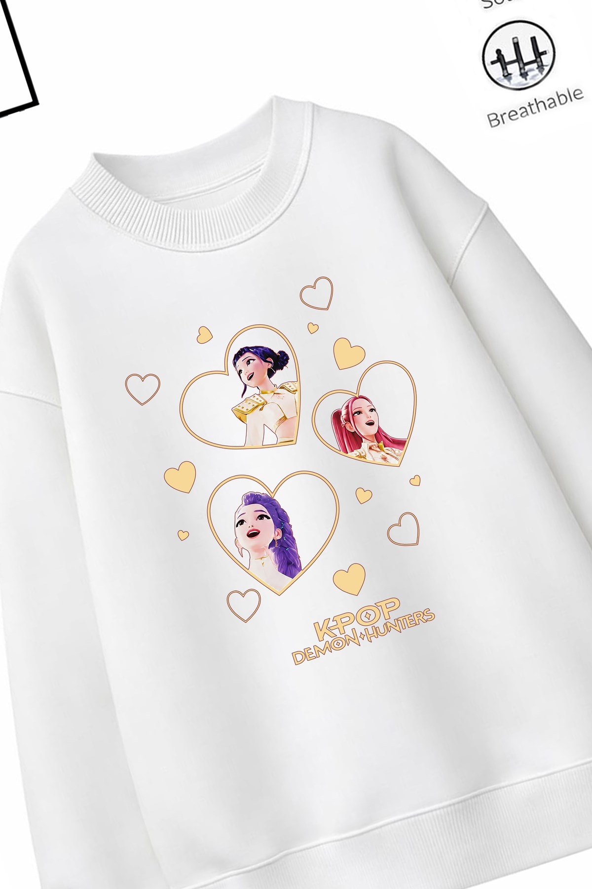 Trend Çocuk Kız Model Tam Kalıp Oversize Kalpli Hun Tasarım 2 İplik Pamuğa Pamuk Kumaş Sweatshirt 11