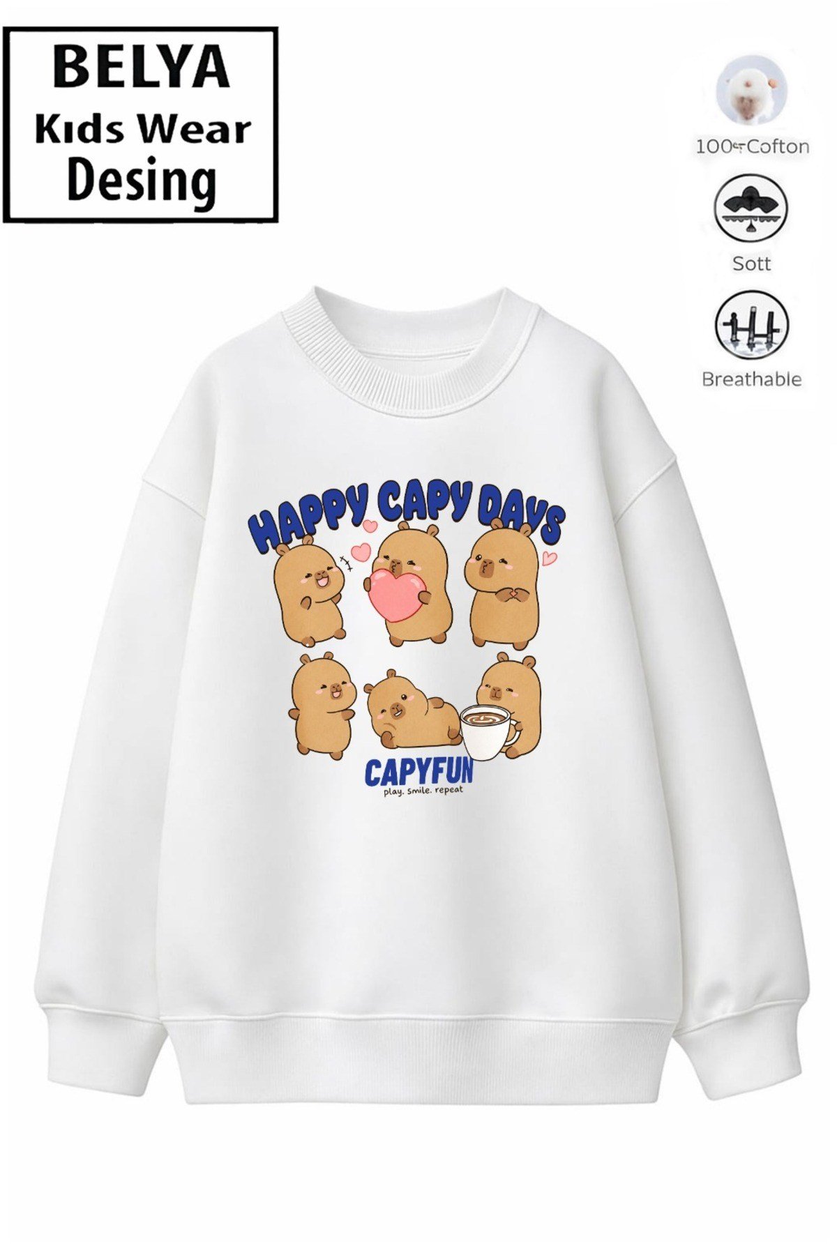 Trend Çocuk Kız Model Tam Kalıp Oversize CB Tasarım 2 İplik Pamuğa Pamuk Kumaş Sweatshirt 6