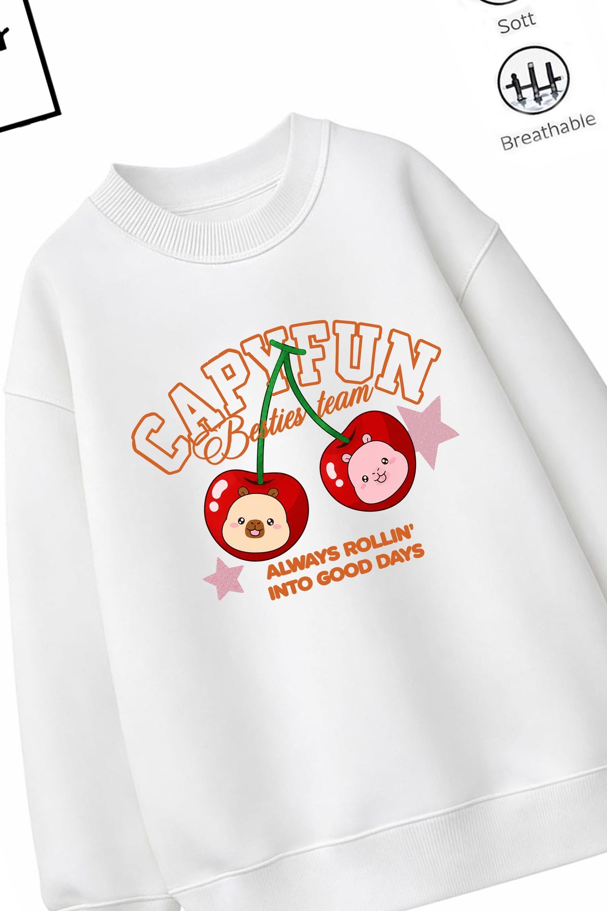 Trend Çocuk Kız Model Tam Kalıp Oversize Capy fun Tasarım 2 İplik Pamuğa Pamuk Kumaş Sweatshirt 43
