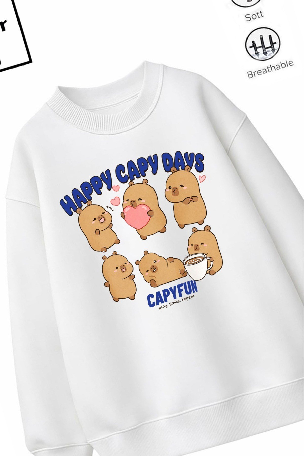 Trend Çocuk Kız Model Tam Kalıp Oversize CB Tasarım 2 İplik Pamuğa Pamuk Kumaş Sweatshirt 6