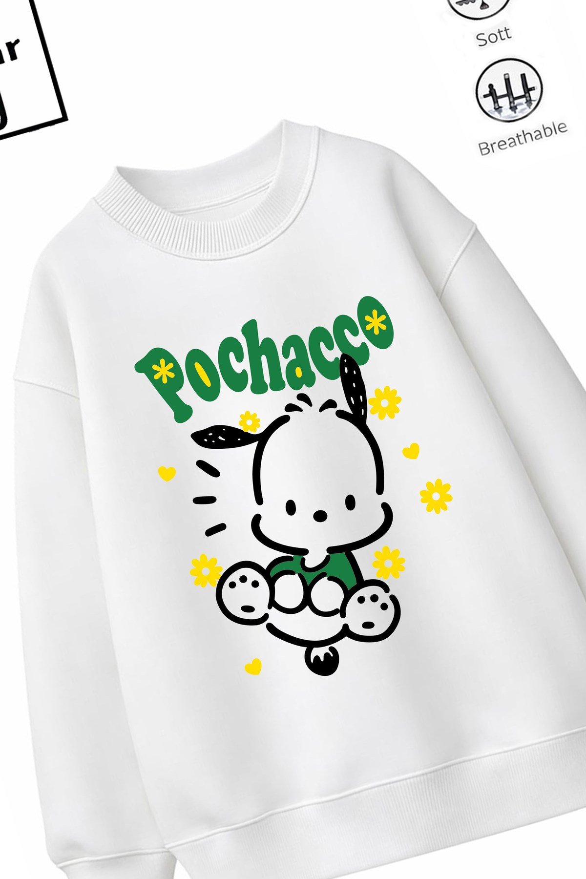 Trend Çocuk Kız Model Tam Kalıp Oversize Melody Pochac 2 İplik Pamuğa Pamuk Kumaş Sweatshirt 17