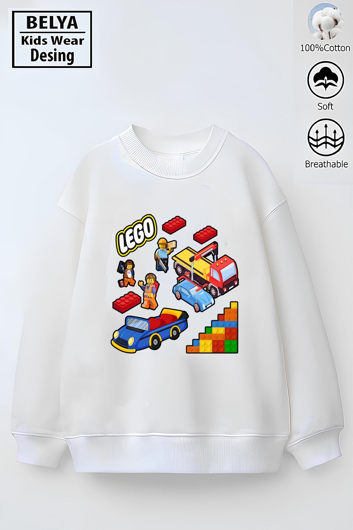 Trend Çocuk Model Tam Kalıp Oversize Lo Tasarım 2 İplik Pamuğa Pamuk Kumaş