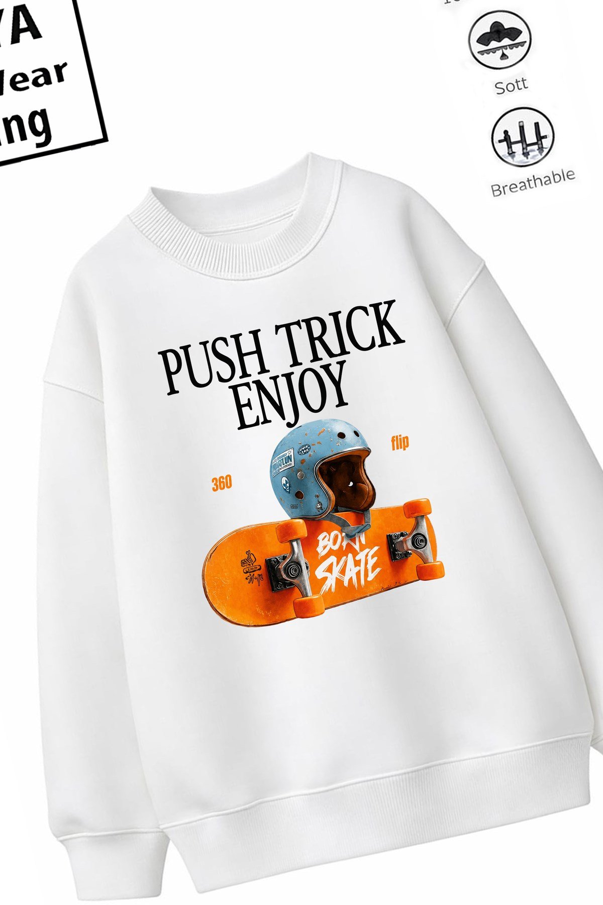 Trend Çocuk Unisex Model Tam Kalıp Oversize Kaykay 2 İplik Pamuğa Pamuk Kumaş Sweatshirt 29