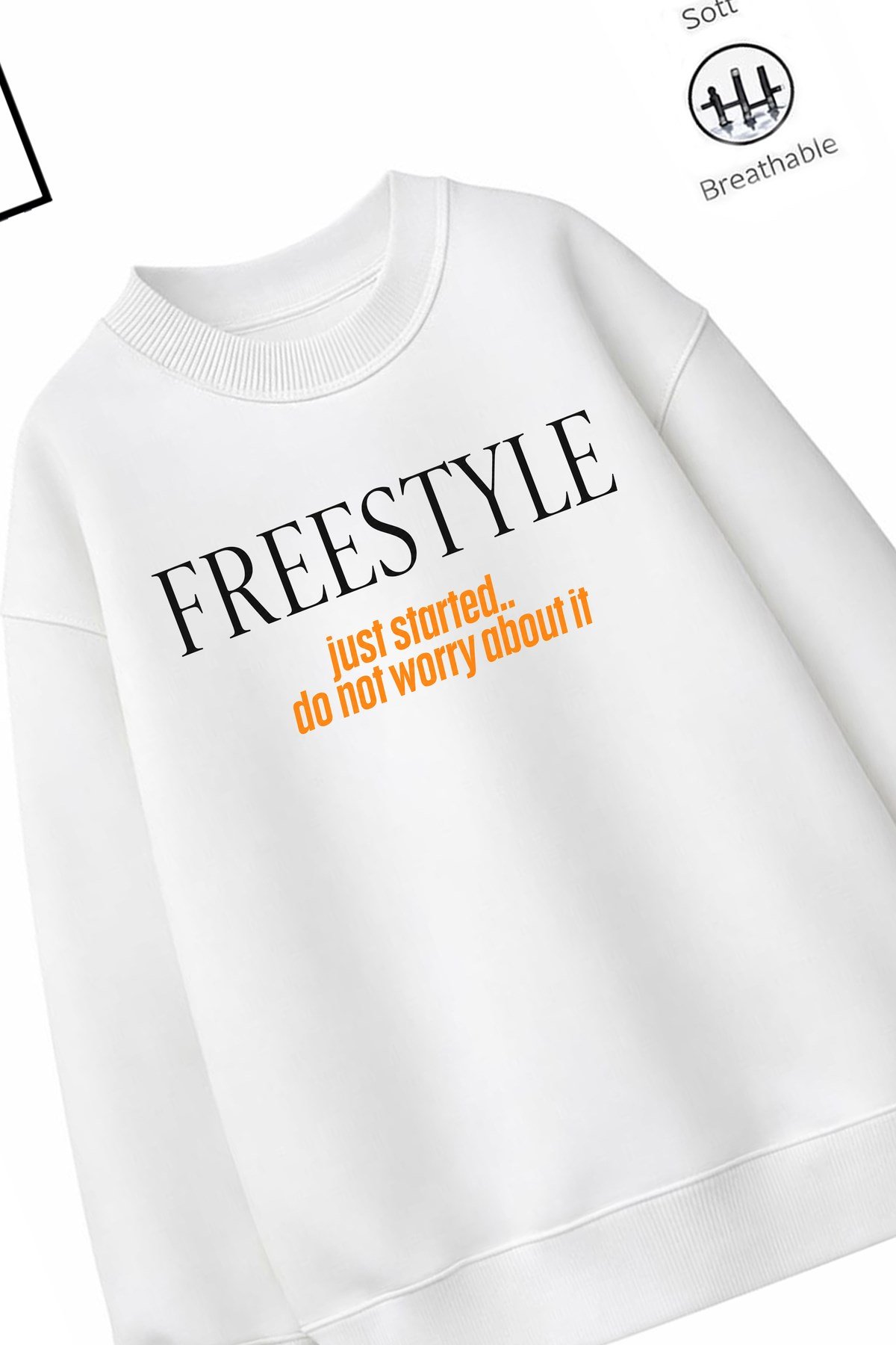Trend Çocuk Unisex Model Tam Kalıp Oversize Freestyle 2 İplik Pamuğa Pamuk Kumaş Sweatshirt 30
