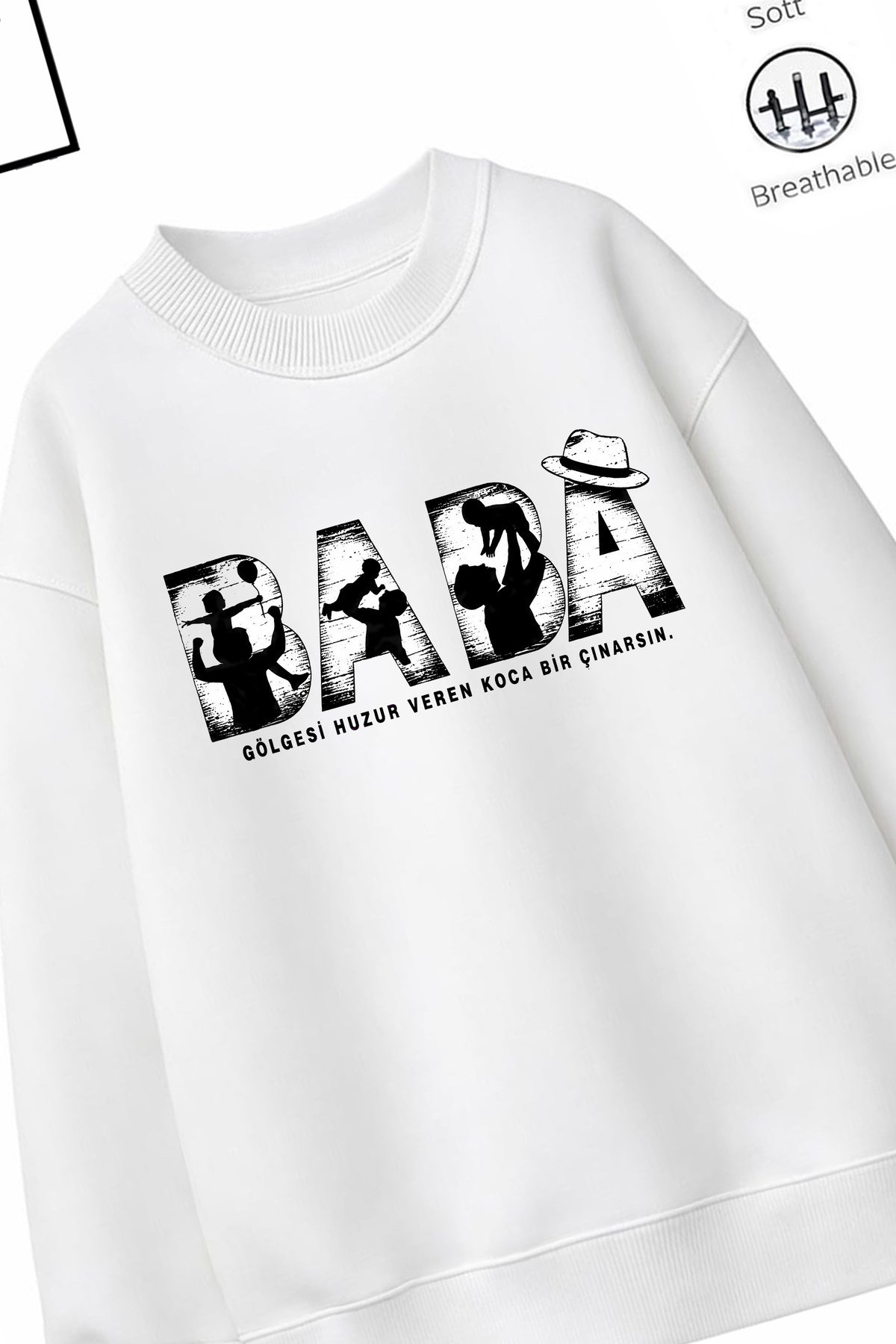 Trend Çocuk Unisex Model Tam Kalıp Oversize Baba Tasarım 2 İplik Pamuğa Pamuk Kumaş Sweatshirt 35