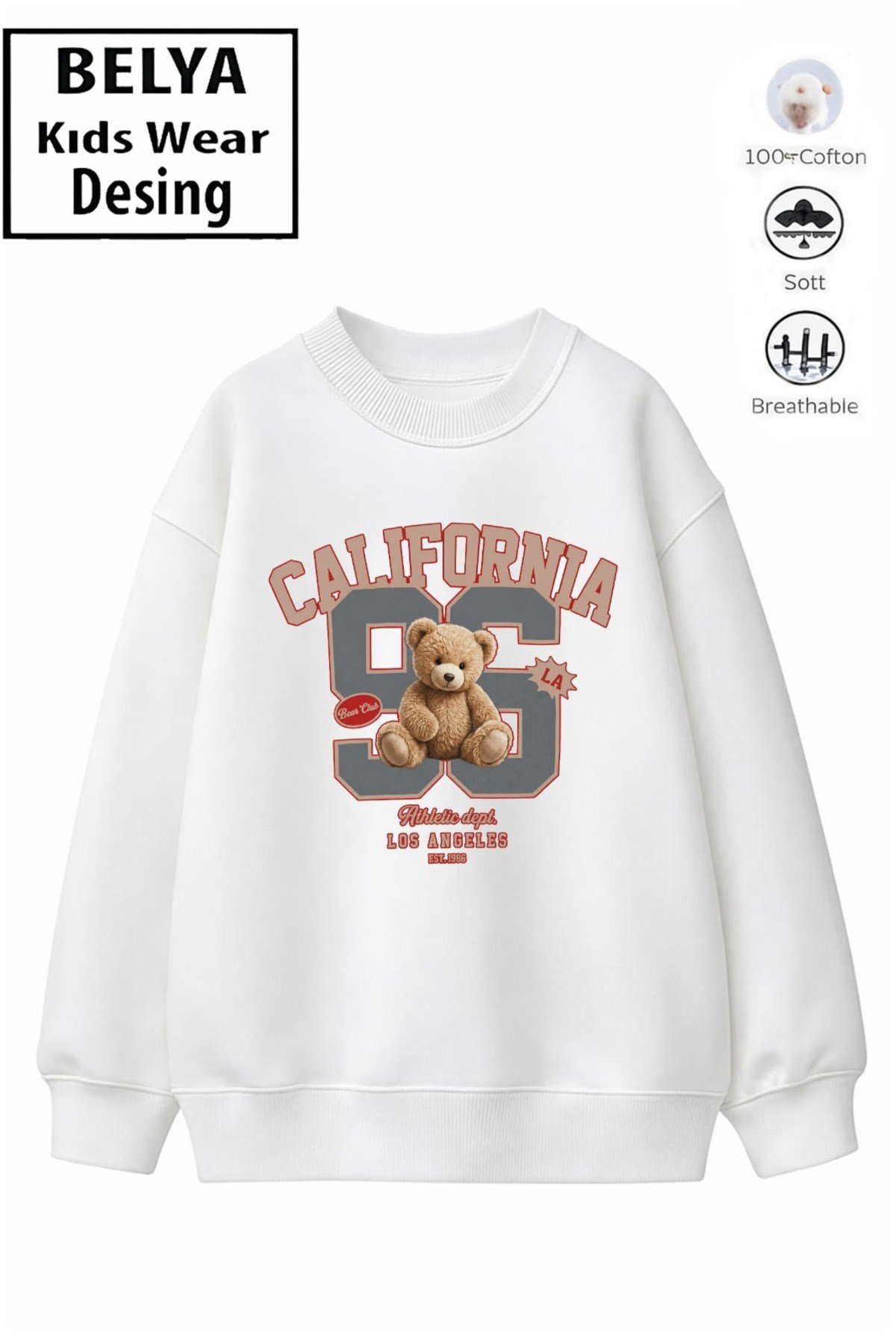 Trend Çocuk Unisex Model Tam Kalıp Oversize 96Tasarım 2 İplik Pamuğa Pamuk Kumaş Sweatshirt 4
