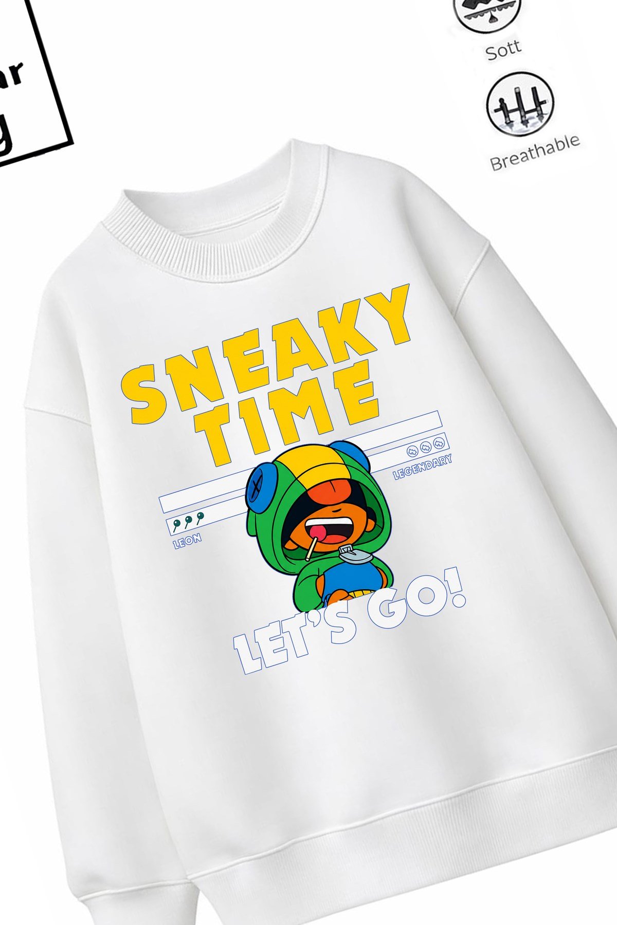 Trend Çocuk Unisex Model Tam Kalıp Oversize Leon Tasarım 2 İplik Pamuğa Pamuk Kumaş Sweatshirt 37