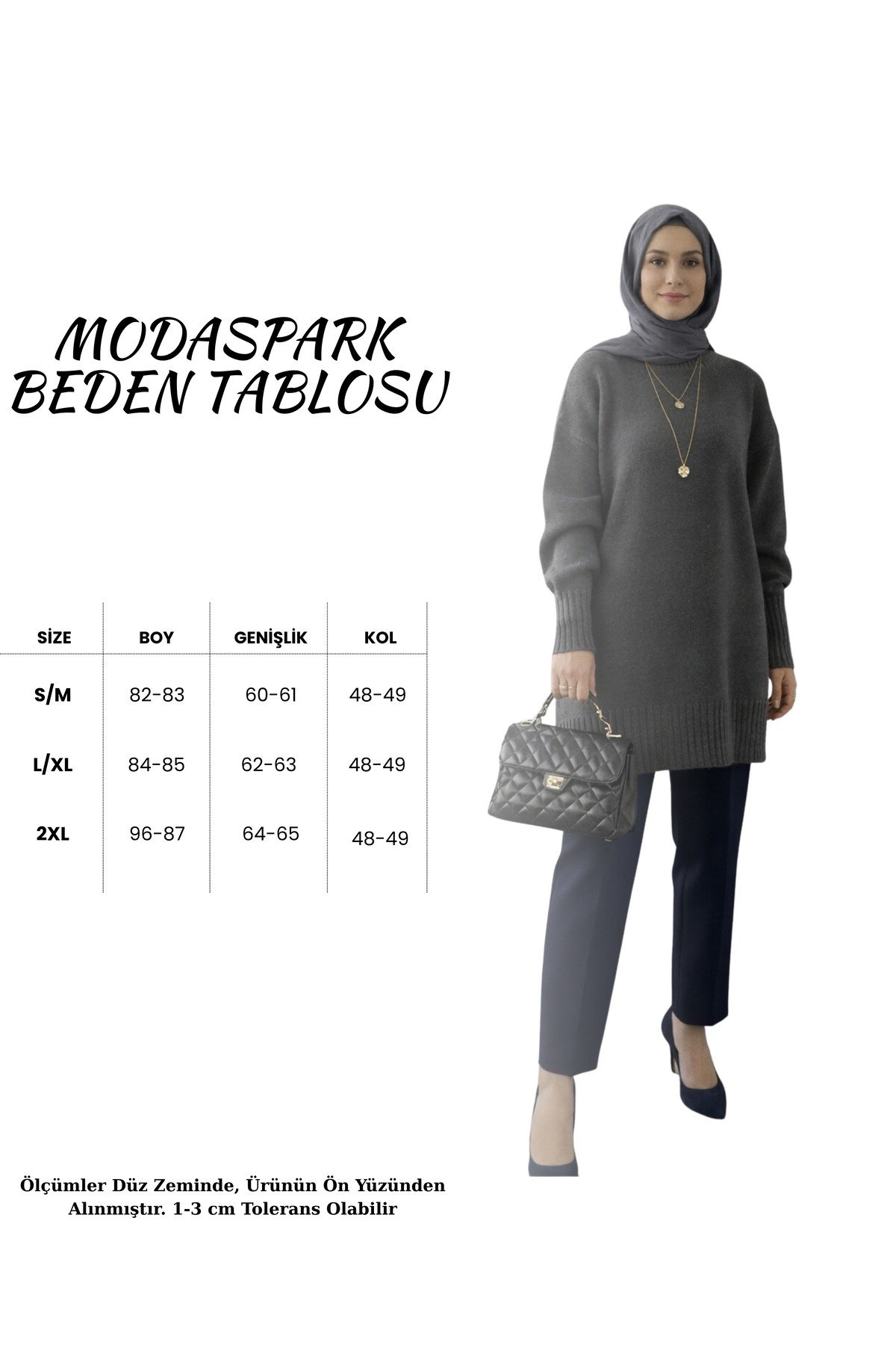 Antrasit Bisiklet Yaka Oversize Kadın Triko Kazak Tunik