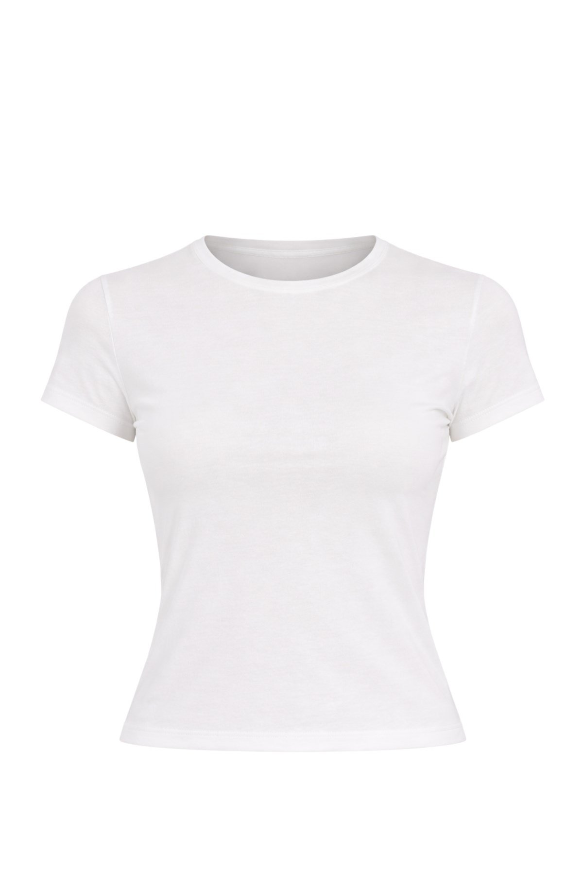 Beyaz Bisiklet Yaka Basic Ultra Soft Kadın Kısa Kol Body