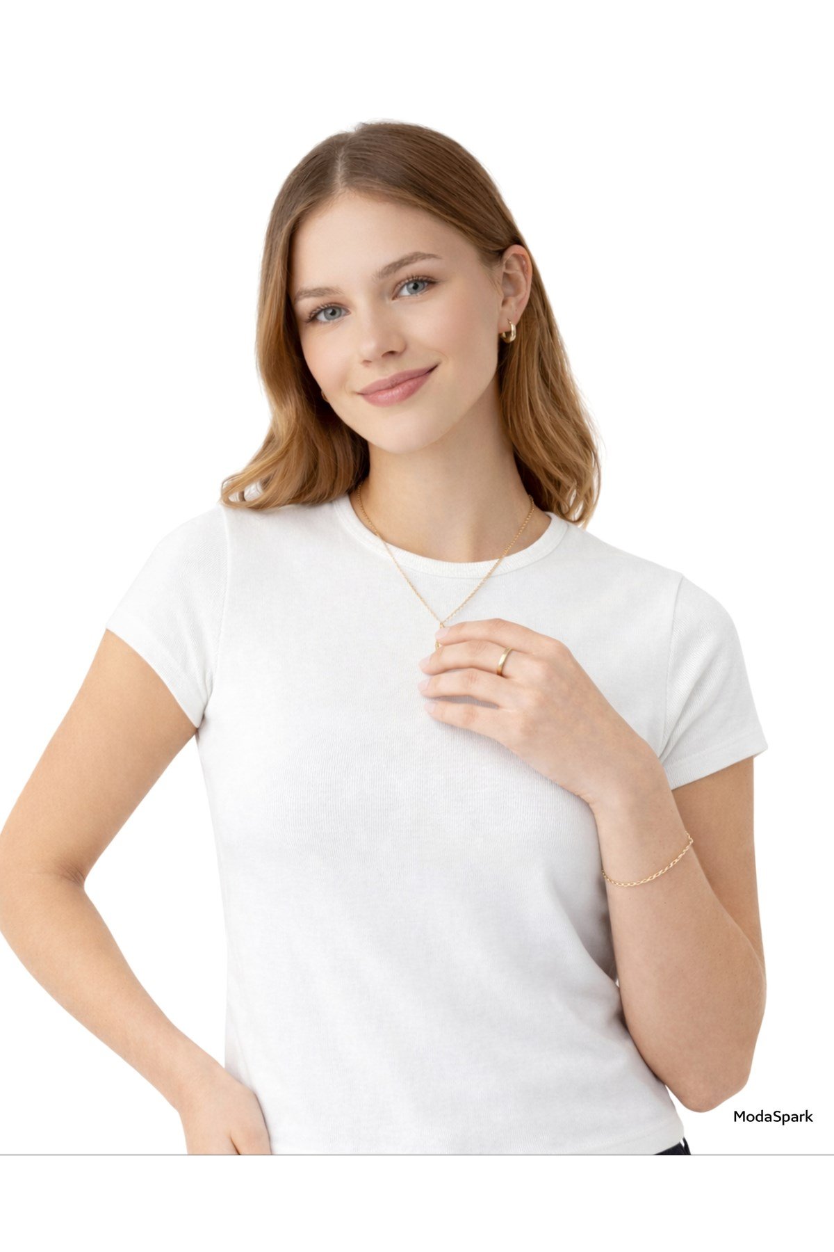 Beyaz Bisiklet Yaka Basic Ultra Soft Kadın Kısa Kol Body