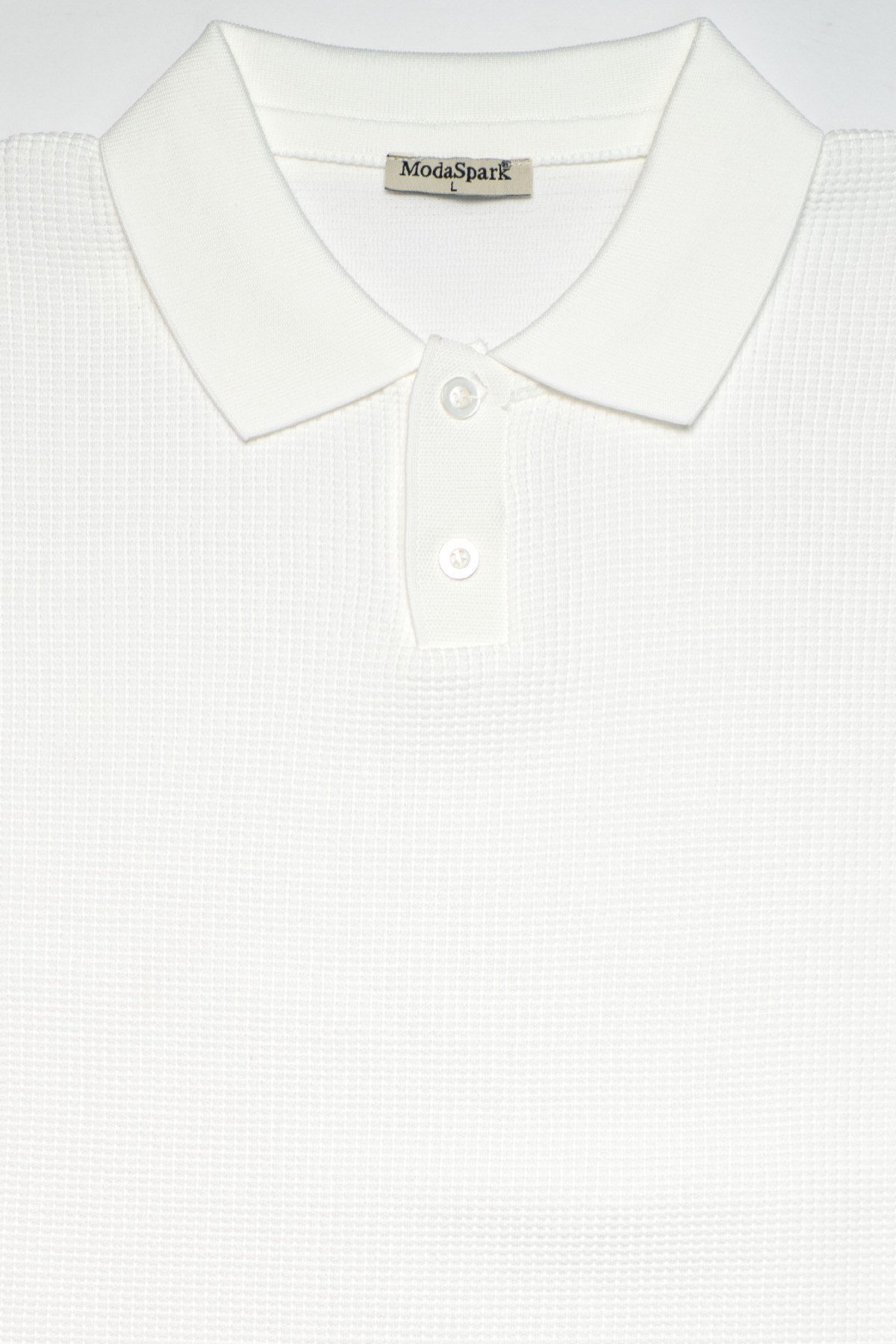 Beyaz Erkek Polo Yaka Düğmeli Kısa Kol T-Shirt