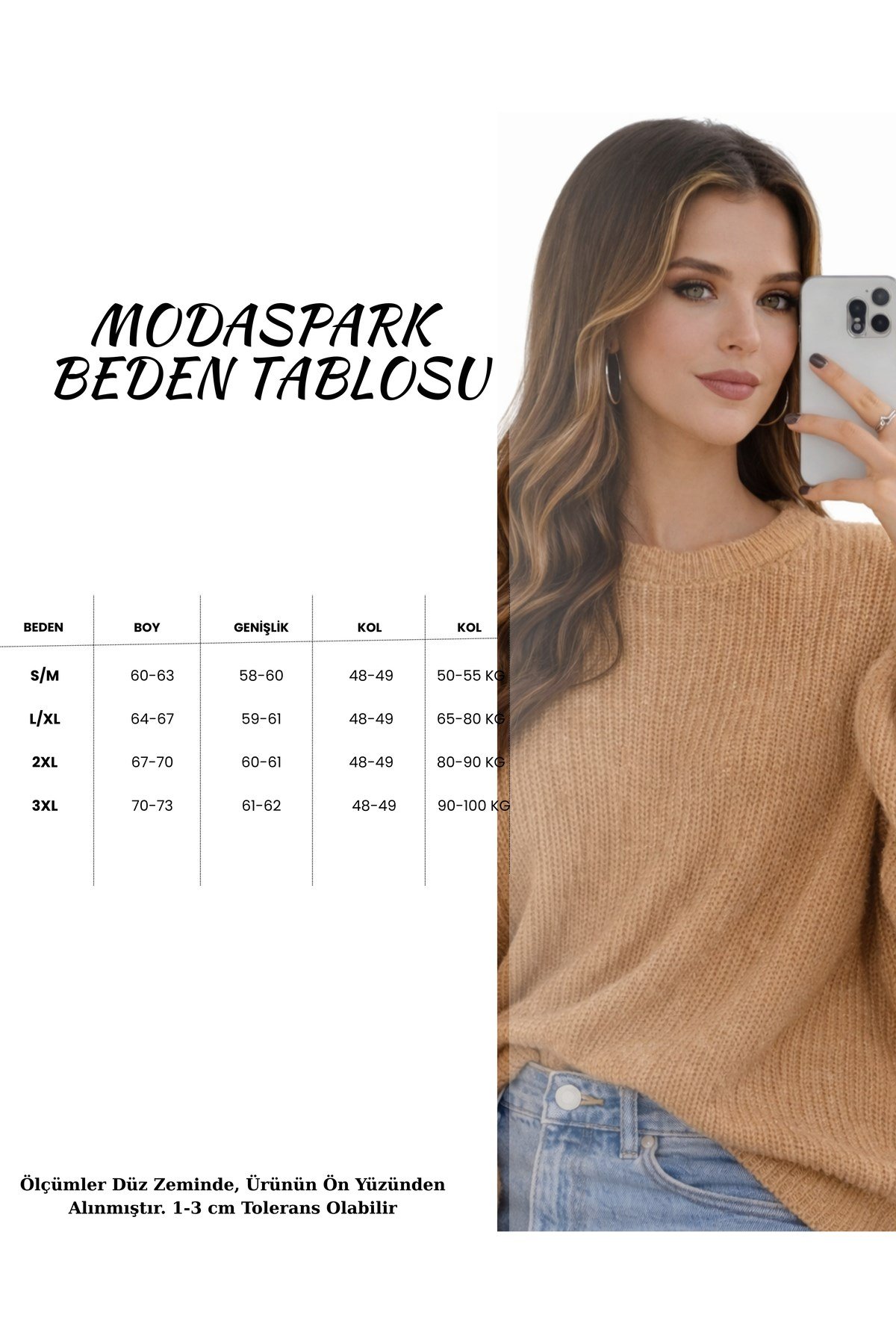 Biskuvi Bisiklet Yaka Oversize Kadın Triko Kazak