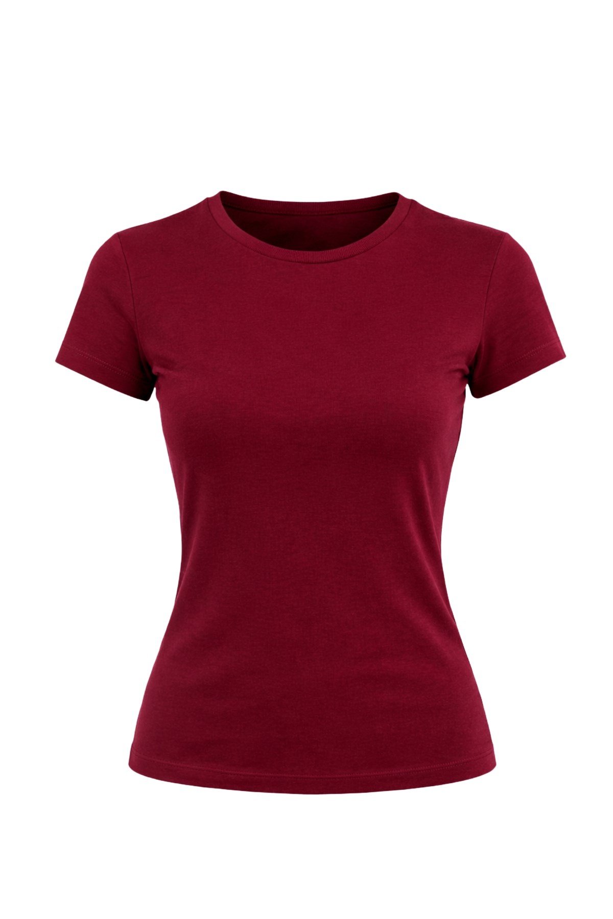 Bordo Bisiklet Yaka Basic Ultra Soft Kadın Kısa Kol Body
