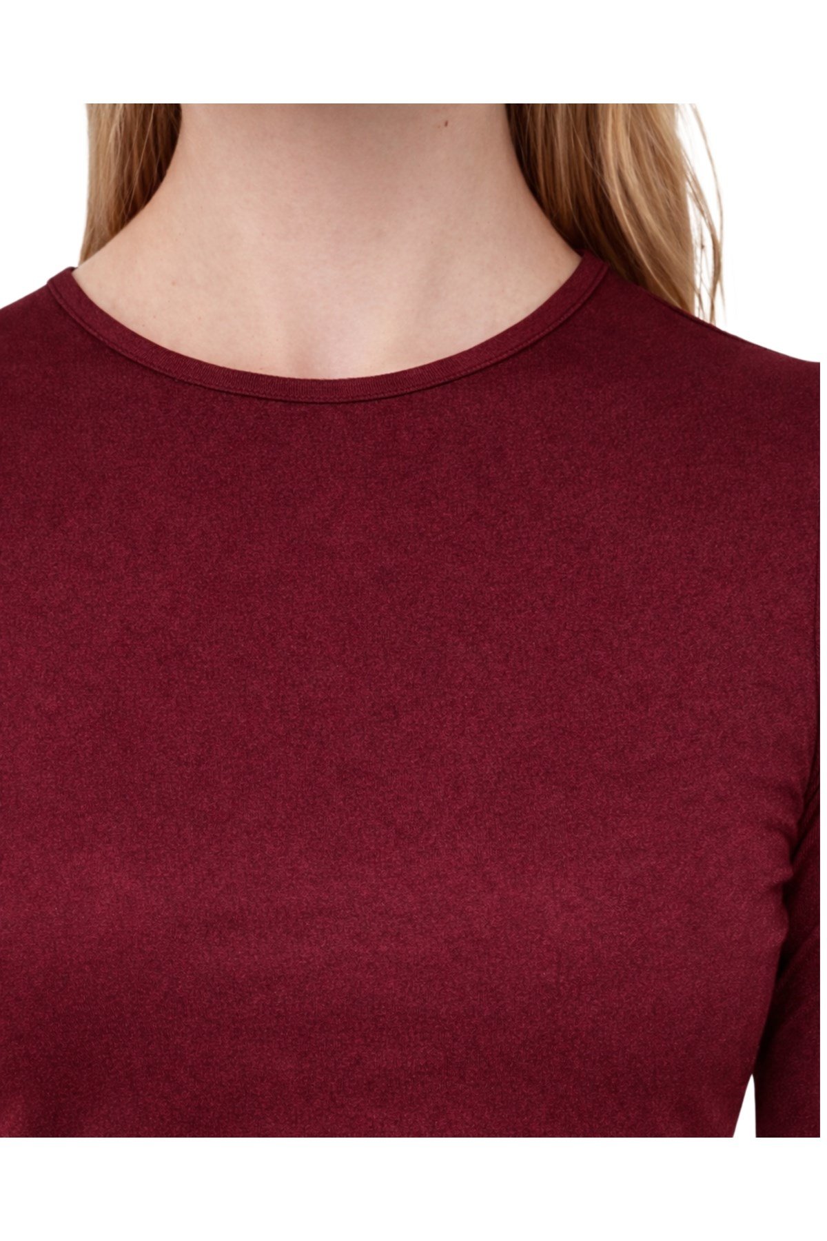 Bordo Bisiklet Yaka Basic Ultra Soft Kadın Uzun Kol Body