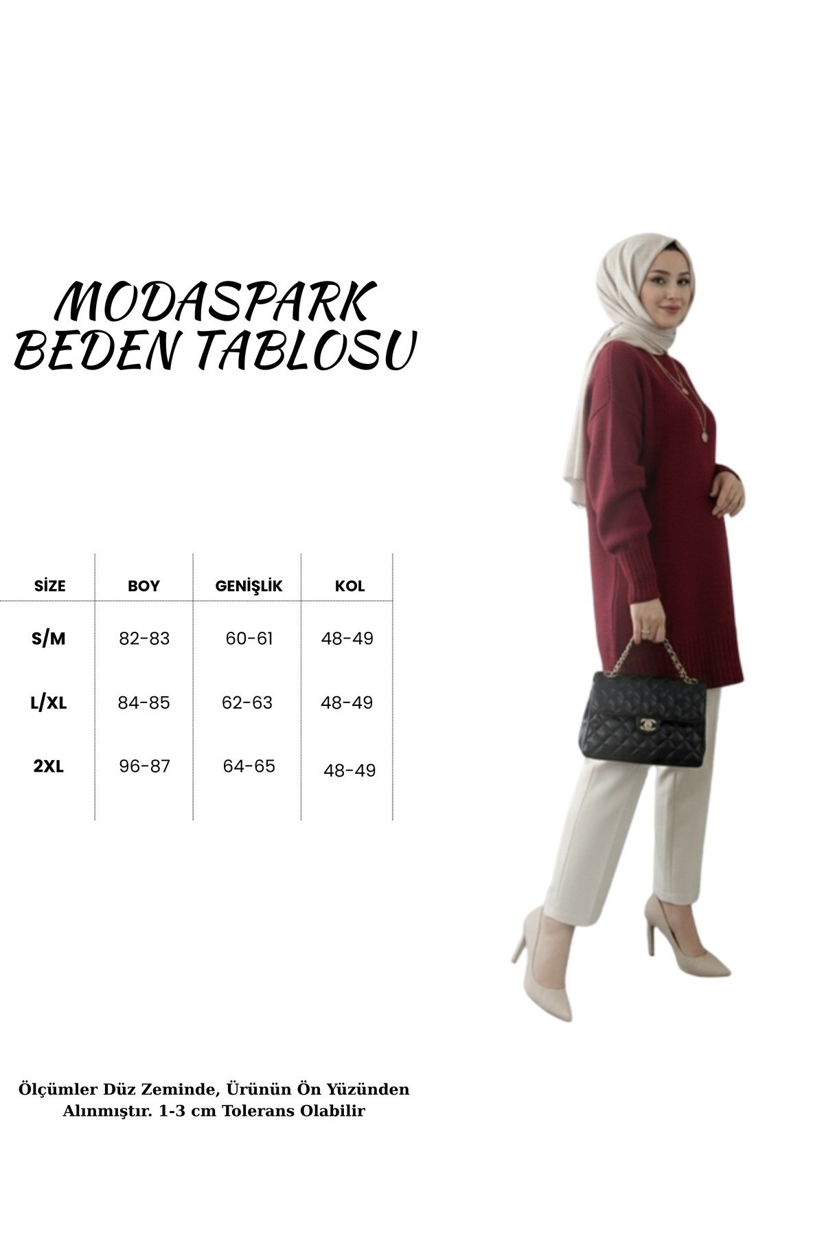 Bordo Bisiklet Yaka Oversize Triko Tunik