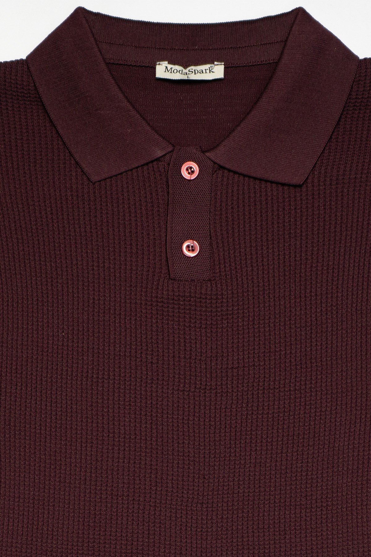 Bordo Erkek Polo Yaka Düğmeli Kısa Kol T-Shirt