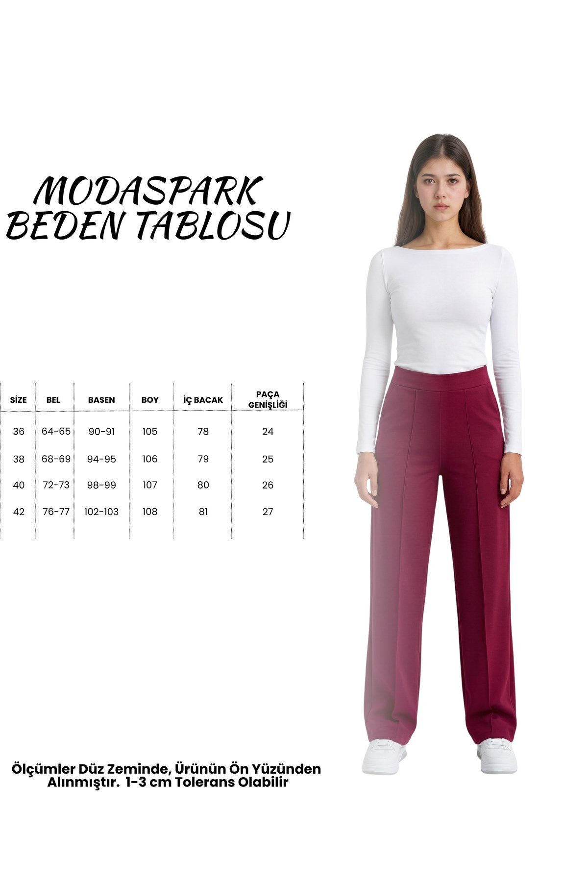 Bordo Yüksek Bel Çimalı Cepli Kadın Palazzo Pantolon