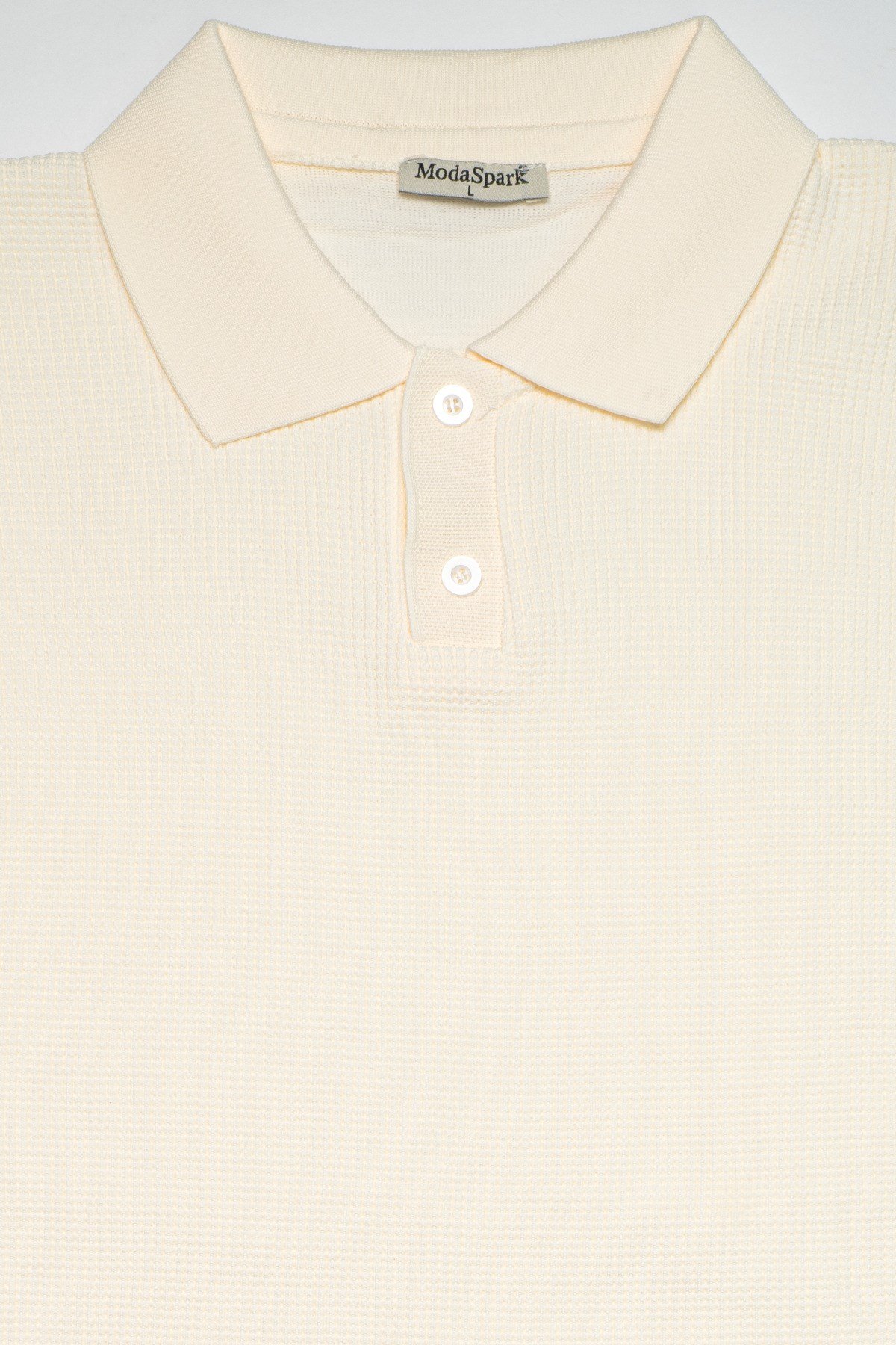 Ekru Erkek Polo Yaka Düğmeli Kısa Kol T-Shirt