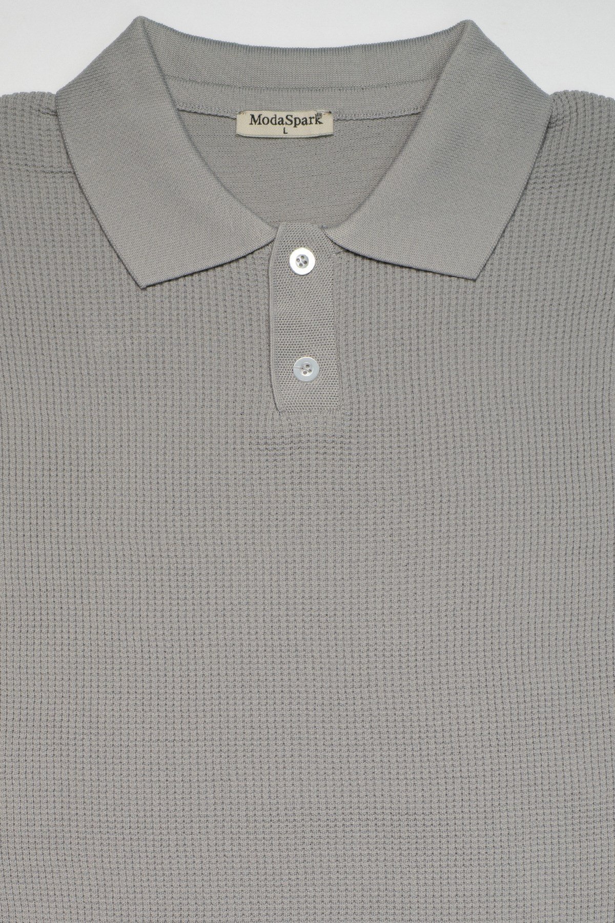 Erkek Slim Fit Dar Kesim Düğmeli Gri Polo Yaka Tişört