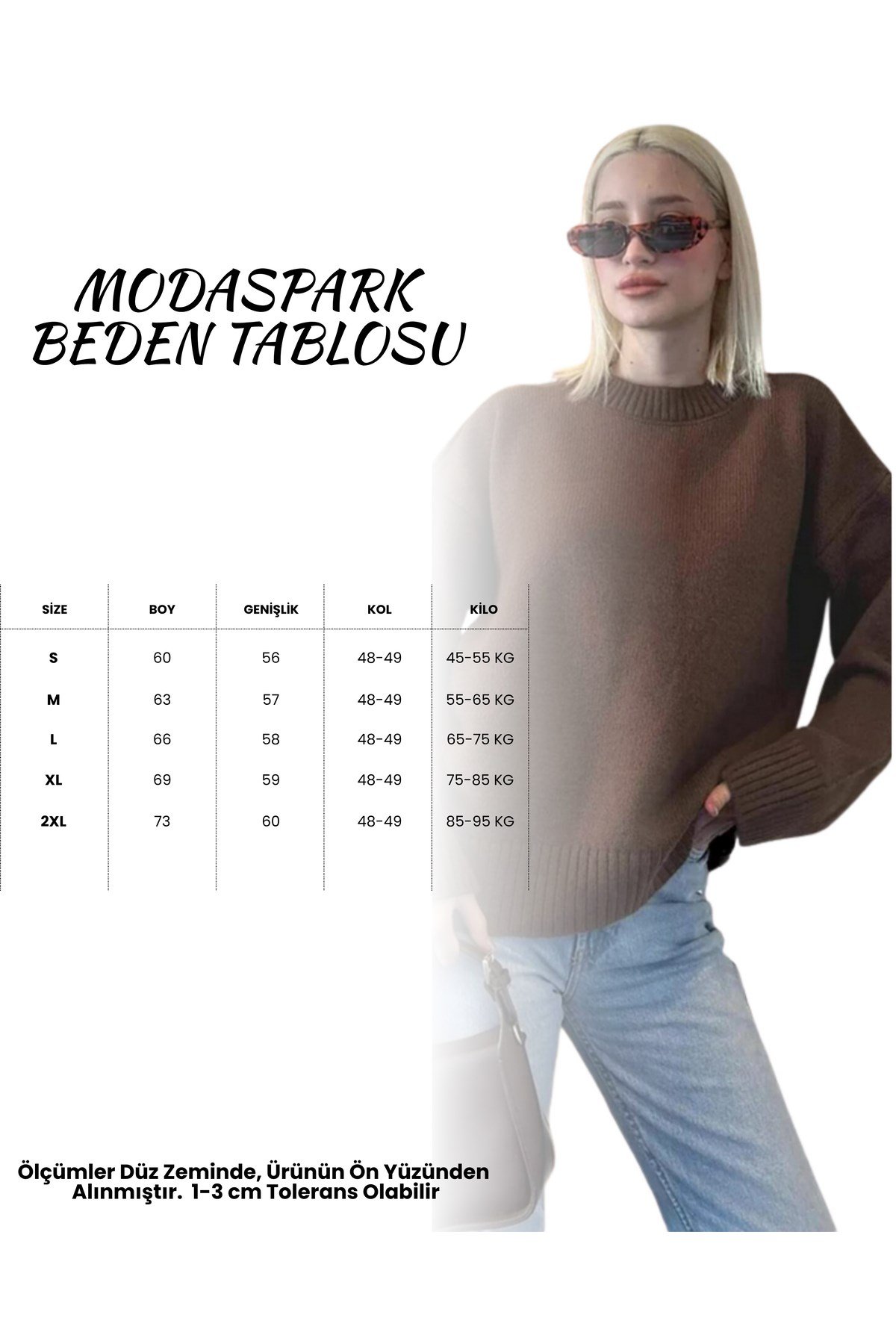 Kahverengi Bisiklet Yaka Oversize Kadın Triko Kazak