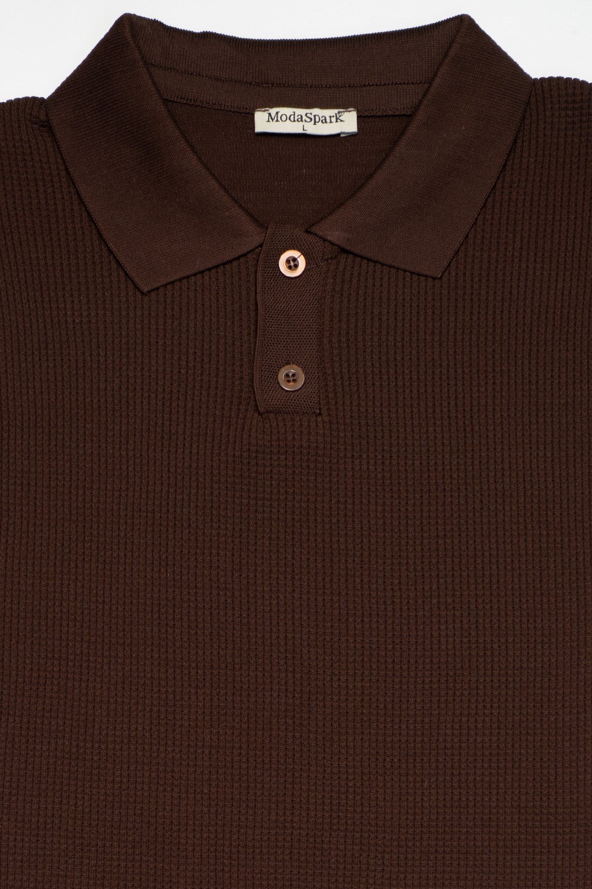 Kahverengi Erkek Polo Yaka Düğmeli Kısa Kol T-Shirt