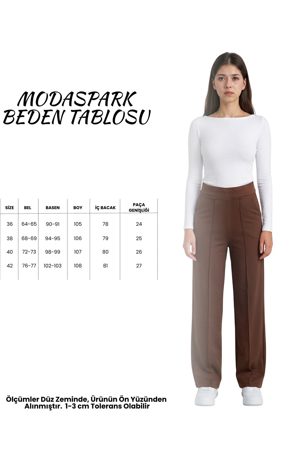 Kahverengi Yüksek Bel Çimalı Cepli Kadın Palazzo Pantolon