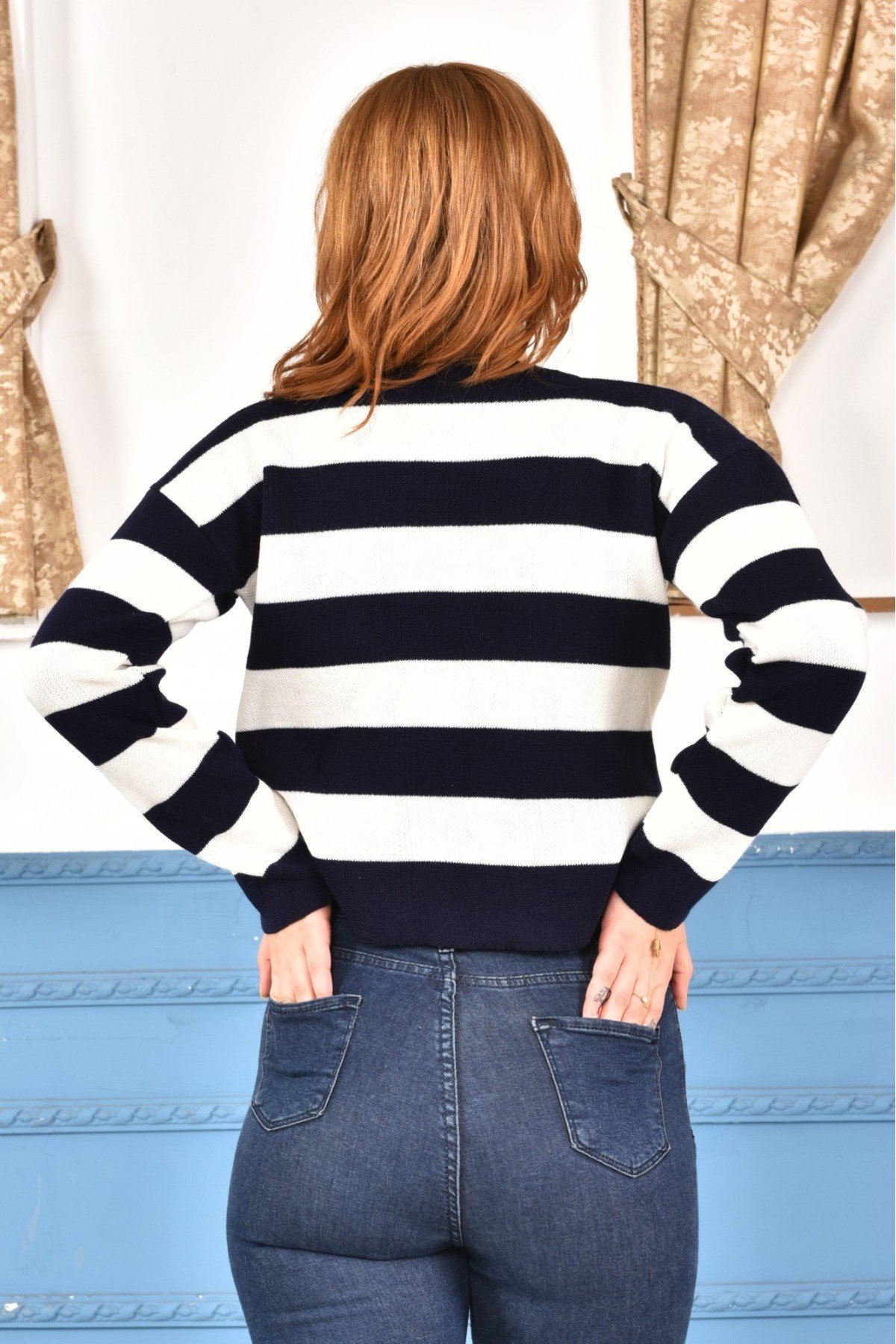 Knitical Crop Çizgi Detaylı Ceket