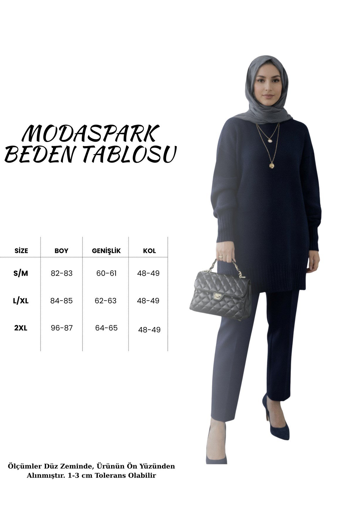 Lacivert Bisiklet Yaka Oversize Triko Kazak Tunik