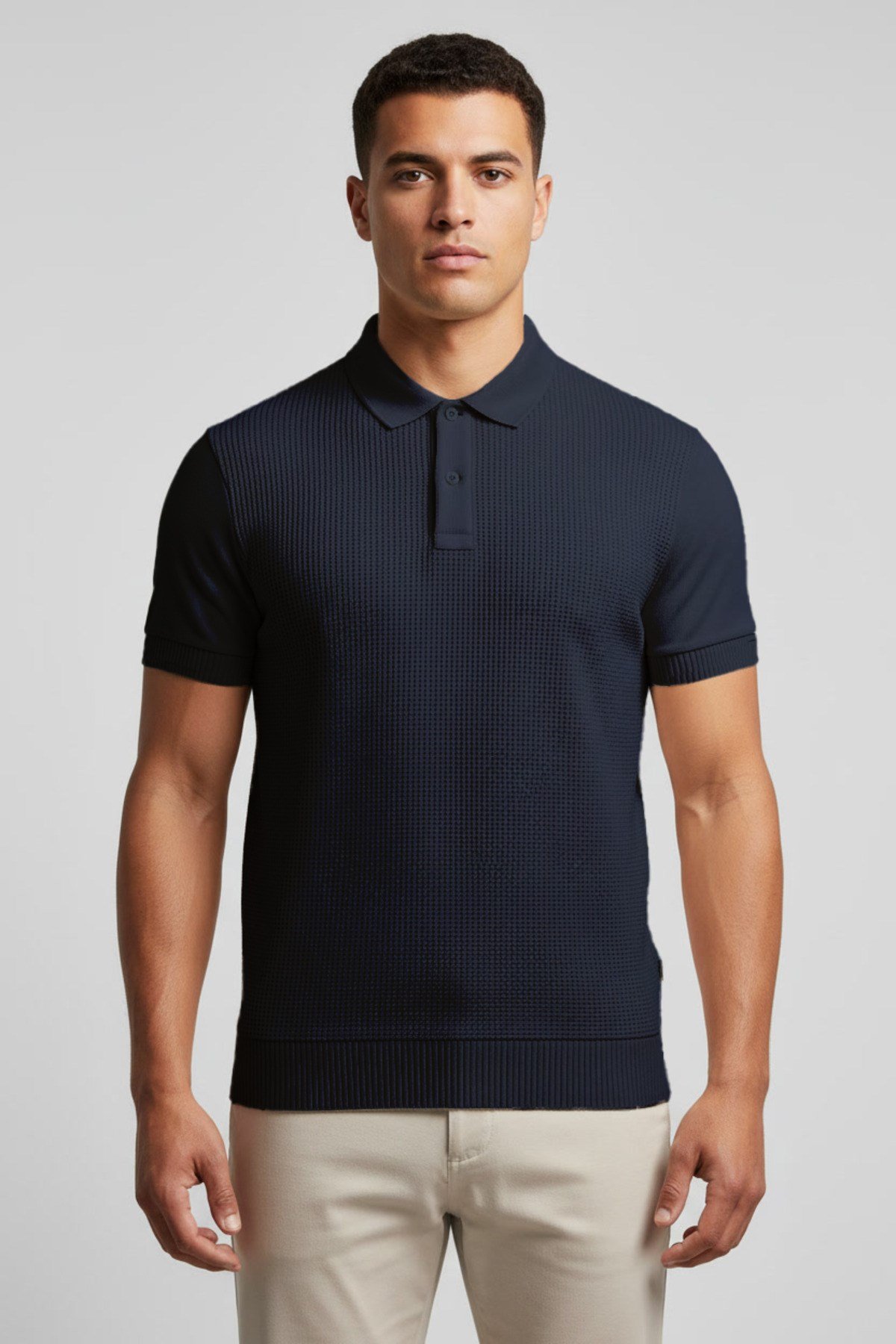 Lacivert Erkek Polo Yaka Düğmeli Kısa Kol T-Shirt