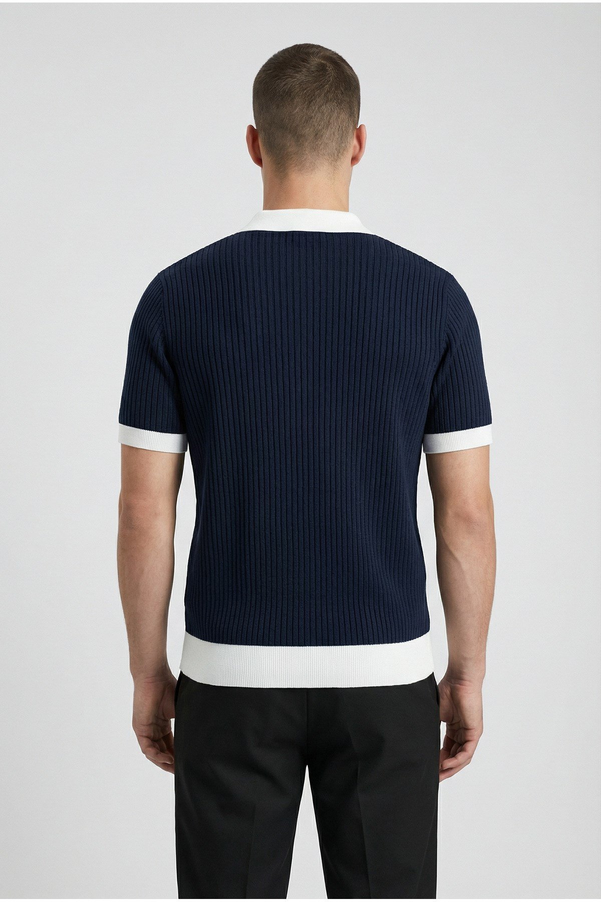 Lacivert Polo Yaka Düğmeli Kısa Kol Erkek T-shirt