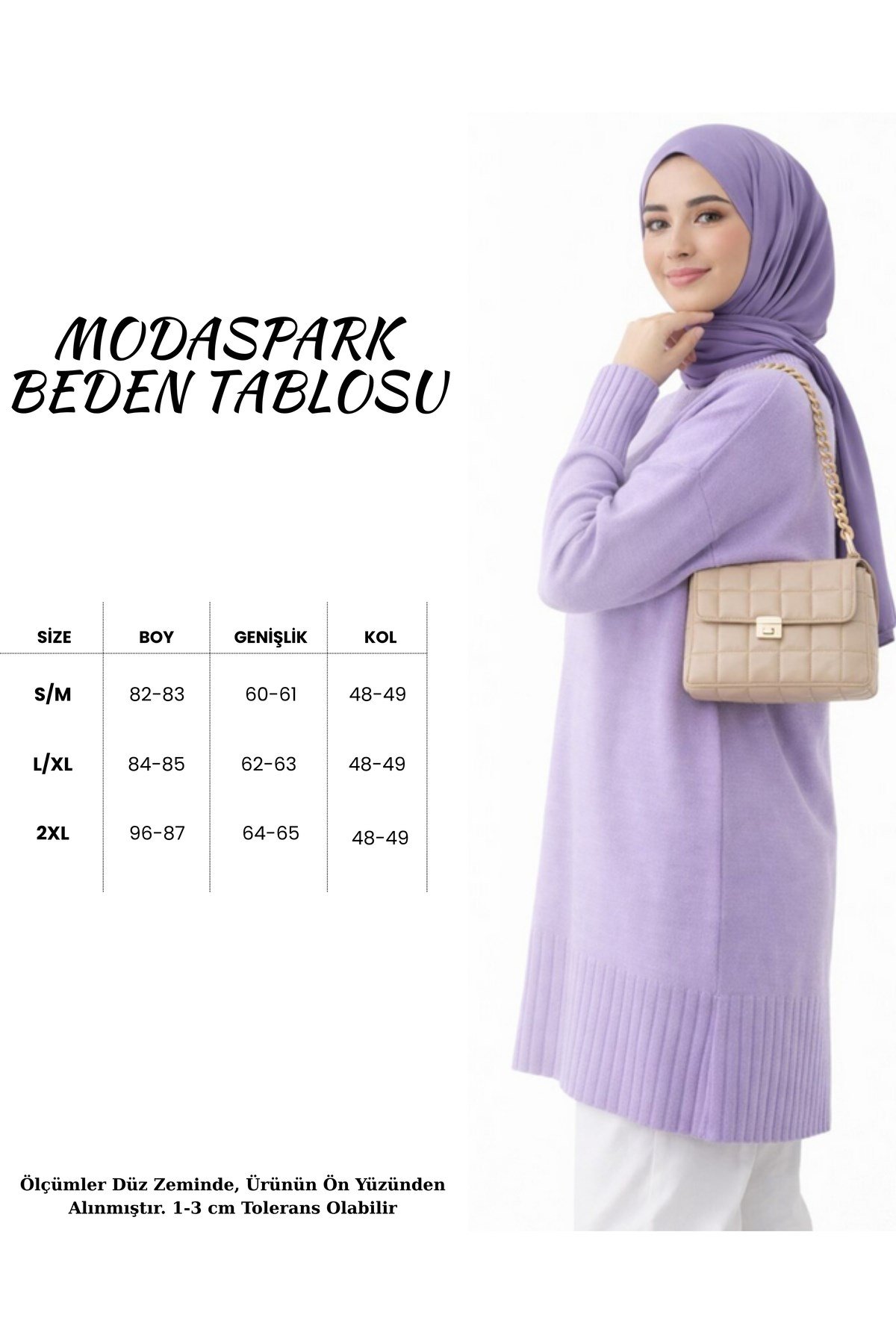Lila Bisiklet Yaka Oversize Kadın Triko Kazak Tunik