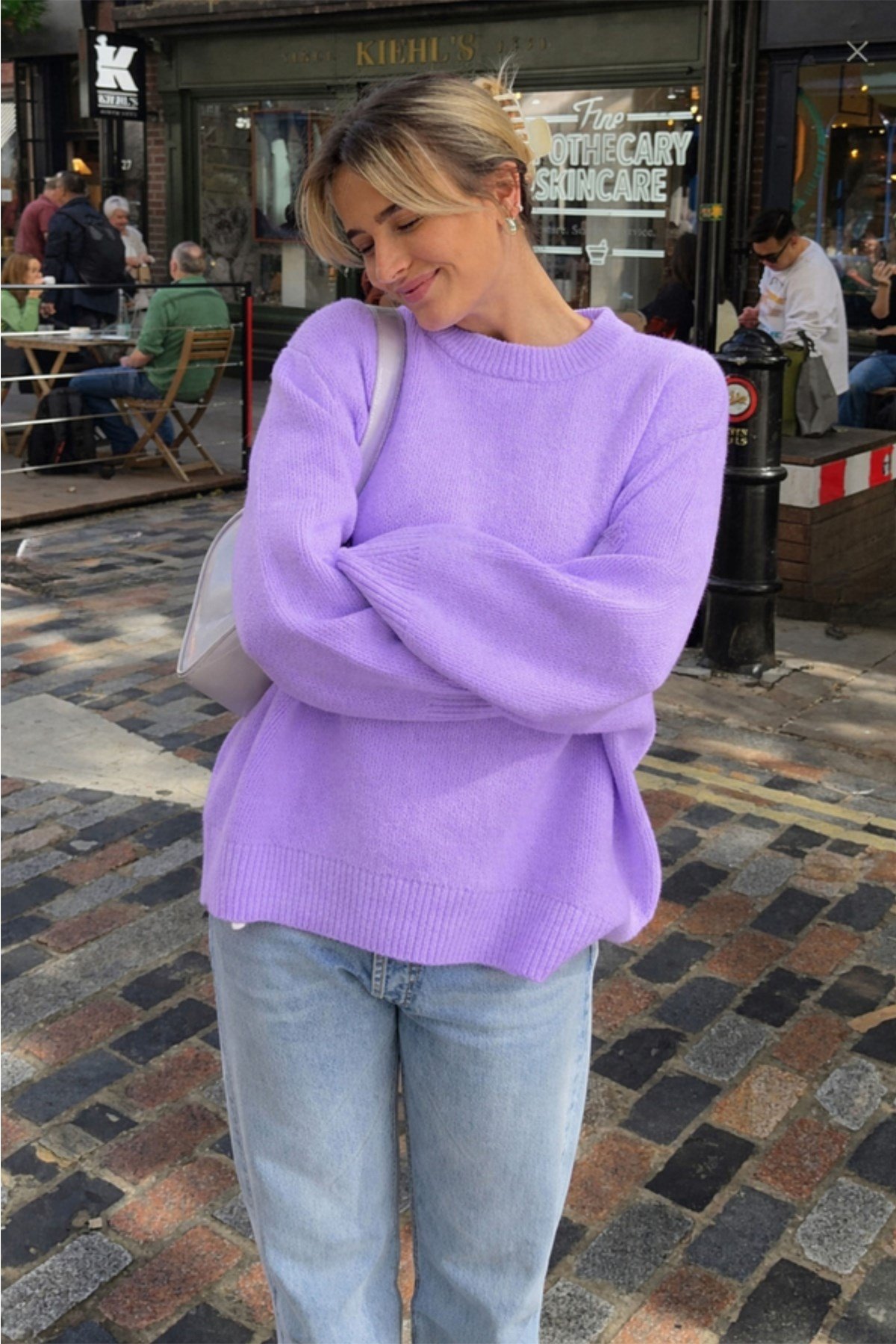 Lila Bisiklet Yaka Oversize Kadın Triko Kazak