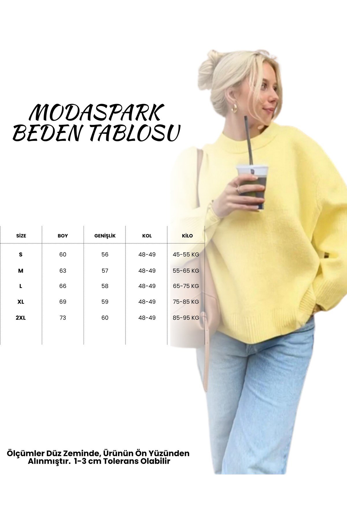 Limon Sarı Bisiklet Yaka Oversize Kadın Triko Kazak