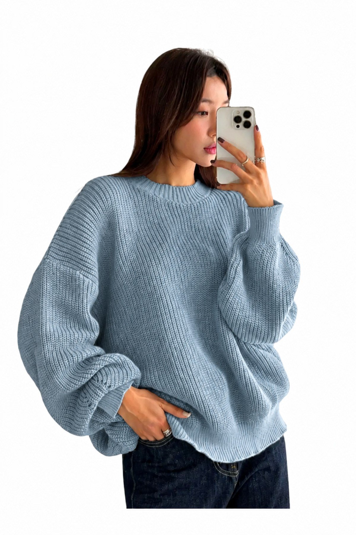 Mavi Bisiklet Yaka Oversize Kadın Triko Kazak