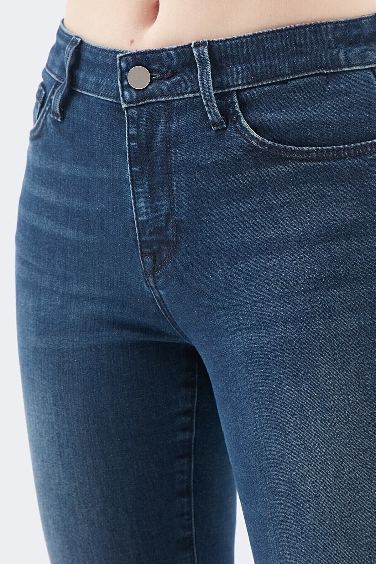 Monny Yüksek Bel Likralı Mavi Skinny Jean Pantolon Toparlayıcı