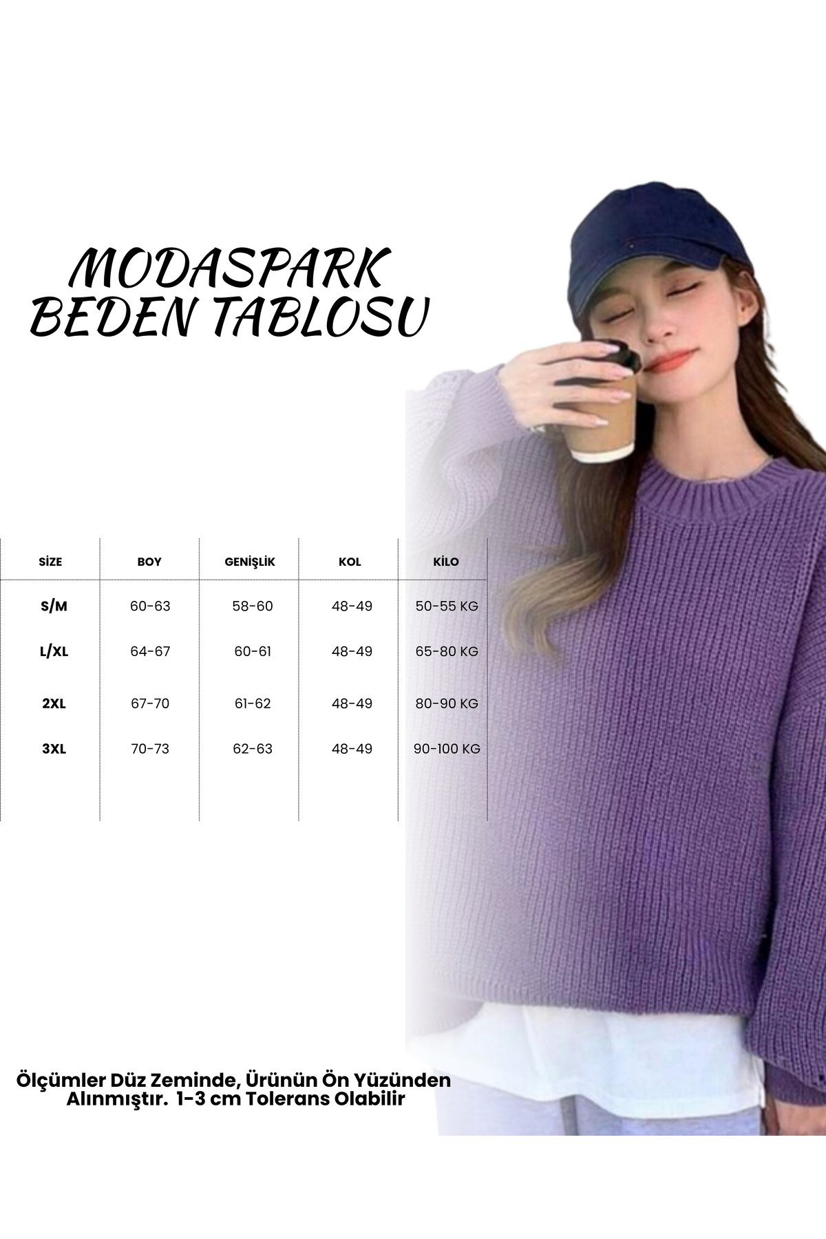 Mor Bisiklet Yaka Oversize Kadın Triko Kazak
