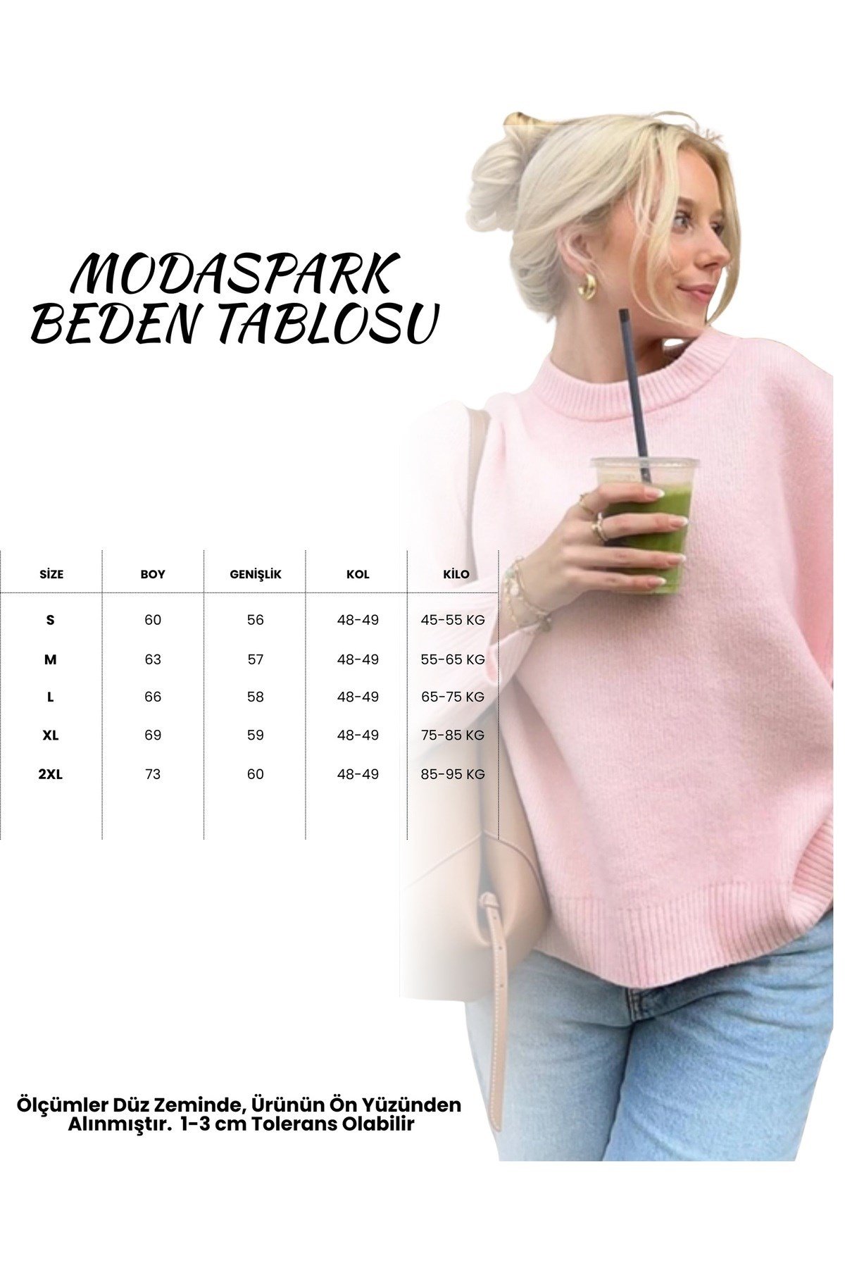 Pembe Bisiklet Yaka Oversize Kadın Triko Kazak