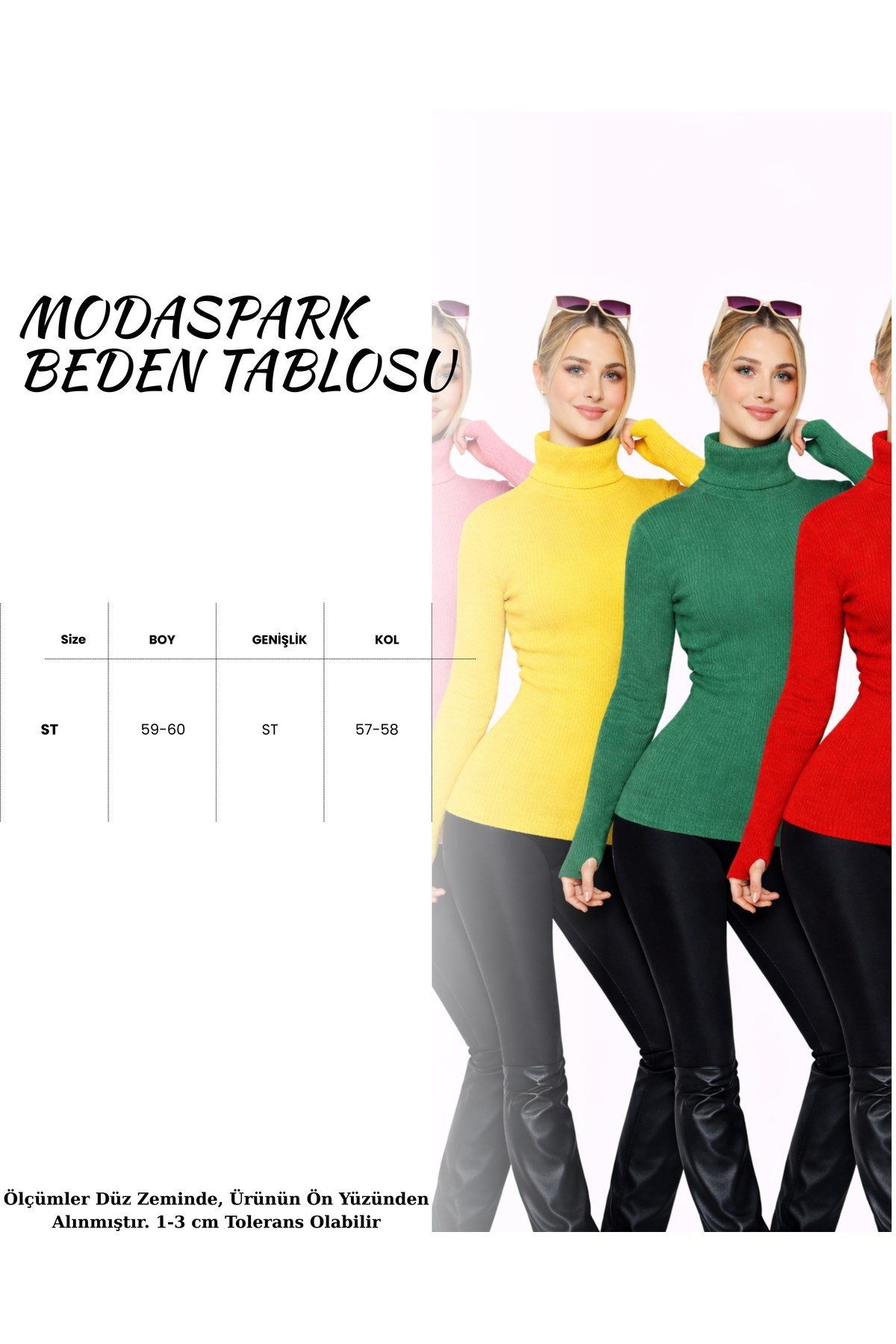 Pembe Sarı Yeşil Kırmızı 4'lü Balıkçı Yaka Parmak Detaylı Premium Kurtarıcı Body Kazak