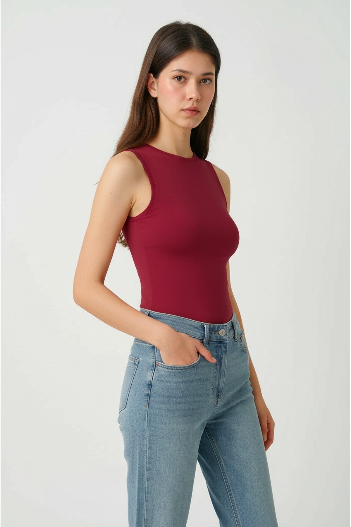 Siyah Beyaz Bordo Üçlü Bisiklet Yaka Slim Fit Basic Atlet
