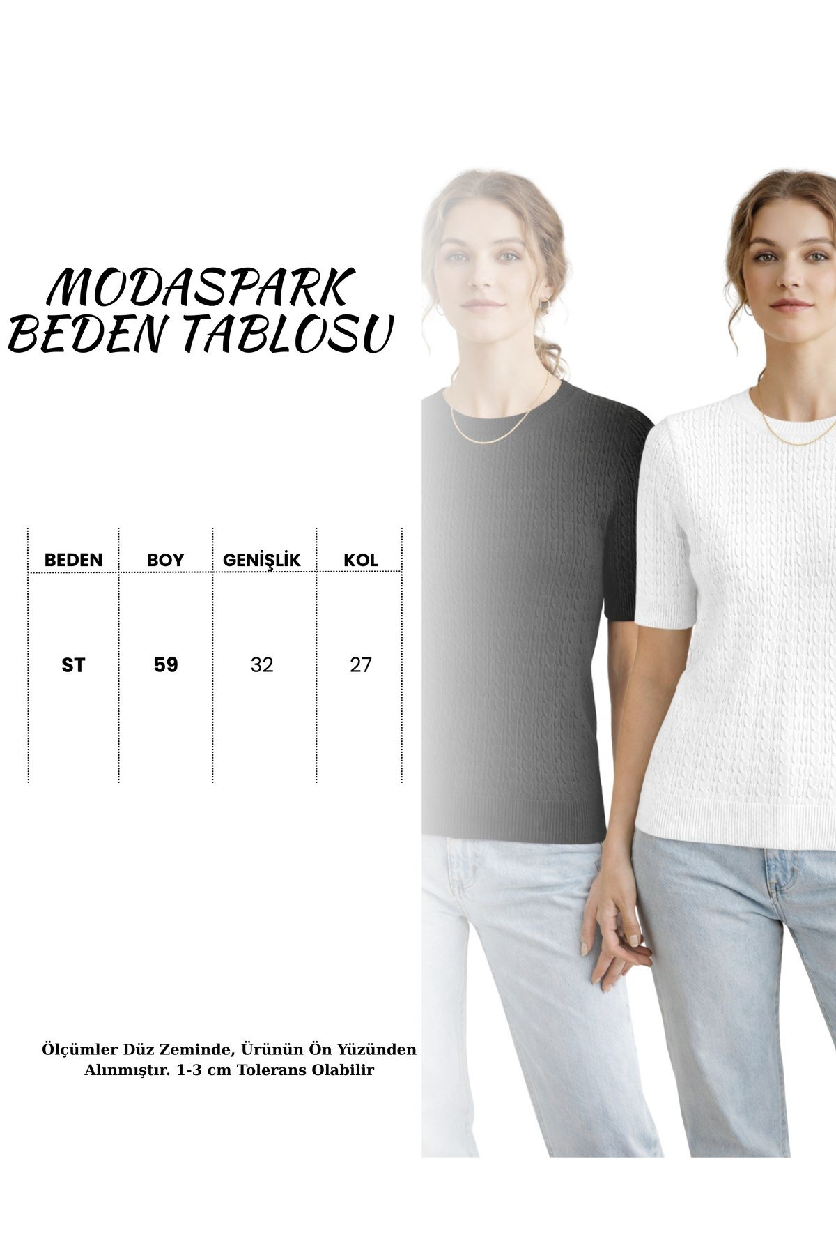Siyah Beyaz İkili Kısa Kollu Bisiklet Yaka Slim Fit Kadın Yazlık Kazak
